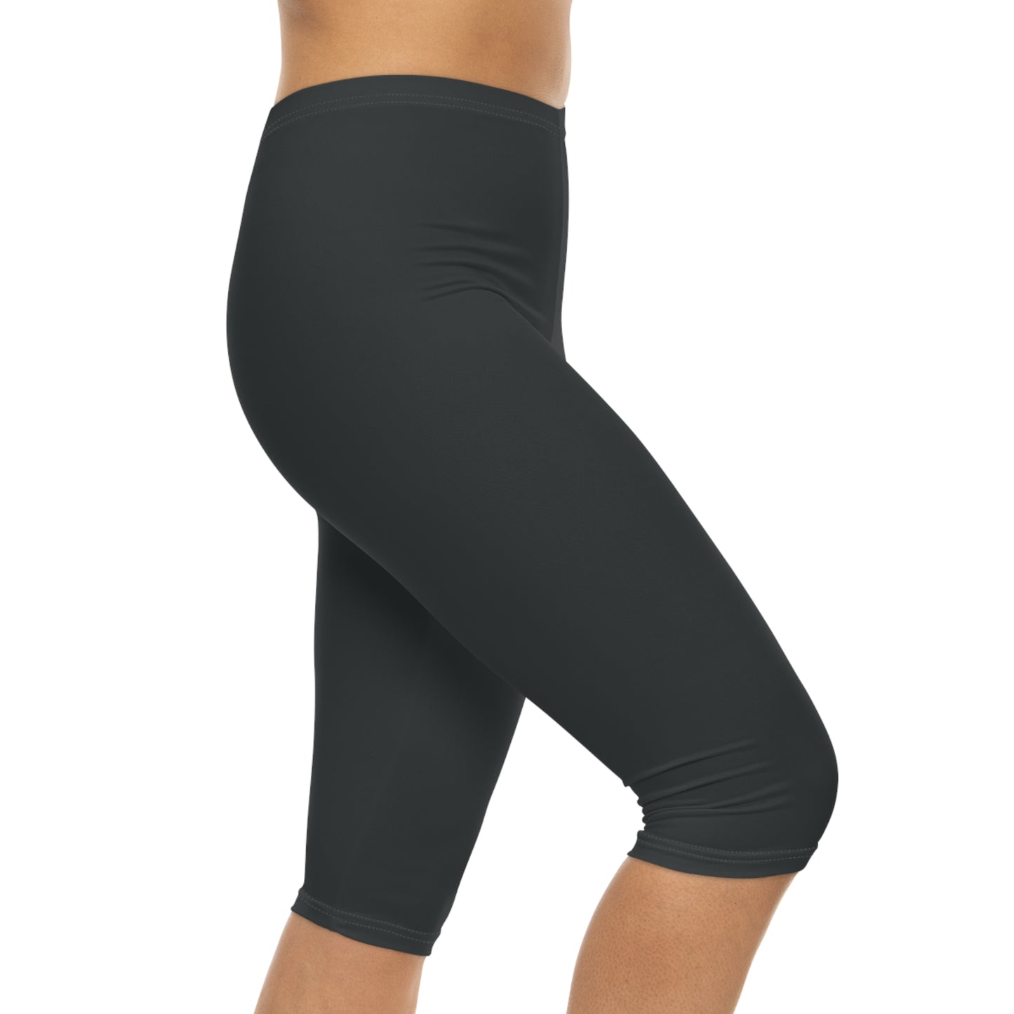 Gunmetal Color Women's Brushed Suede Poly Span Casual Capri Leggings XS-2XL