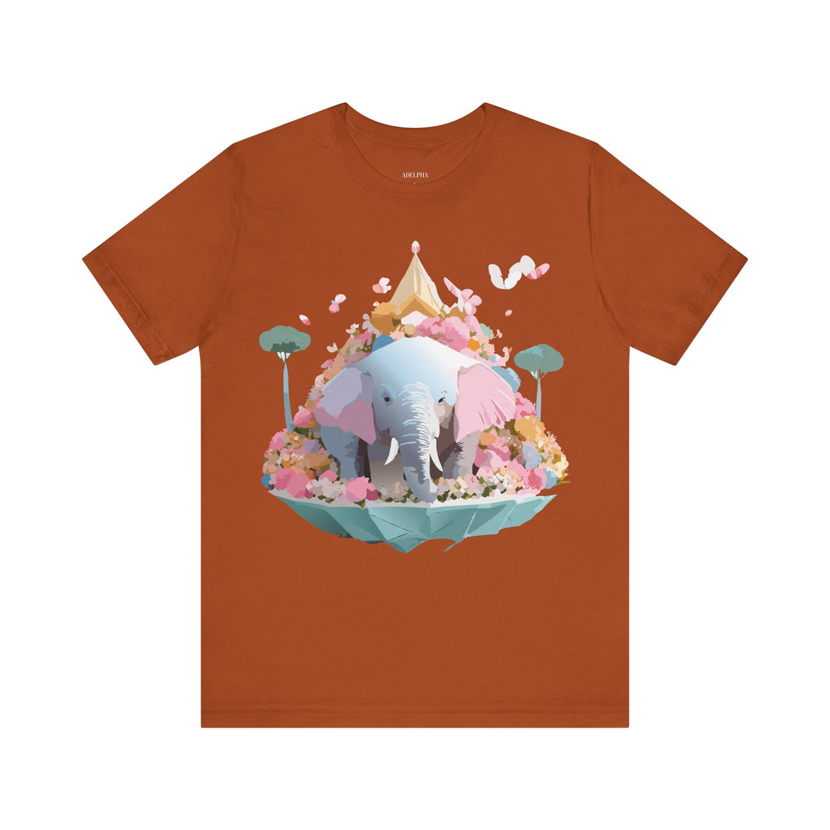 Elephant Graphic Unisex Cotton Bella+Canvas Tee with Art Animal Design e133
