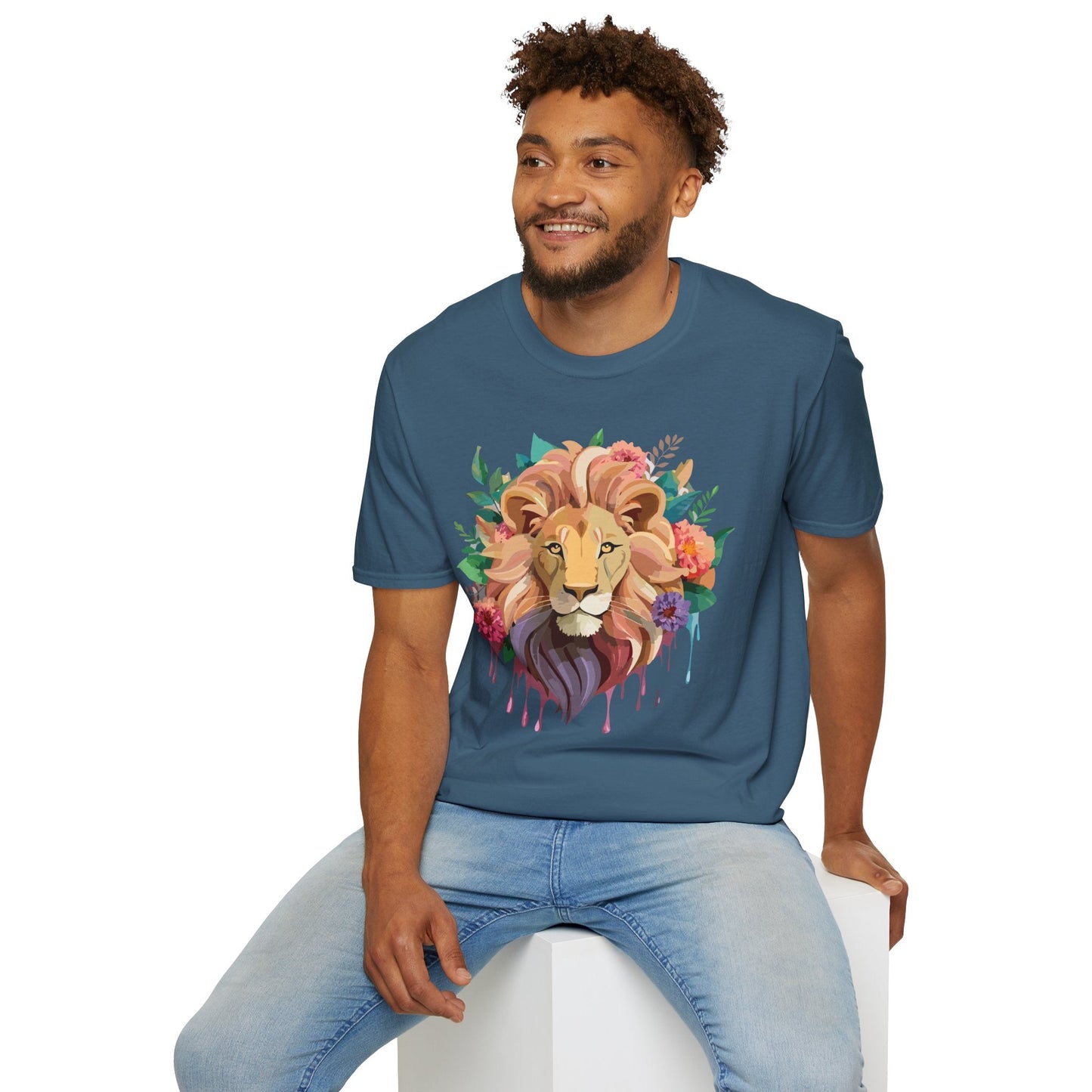 Lion Shirt Unisex Softstyle Tee 100 Percent Ring Spun Cotton Animal Print