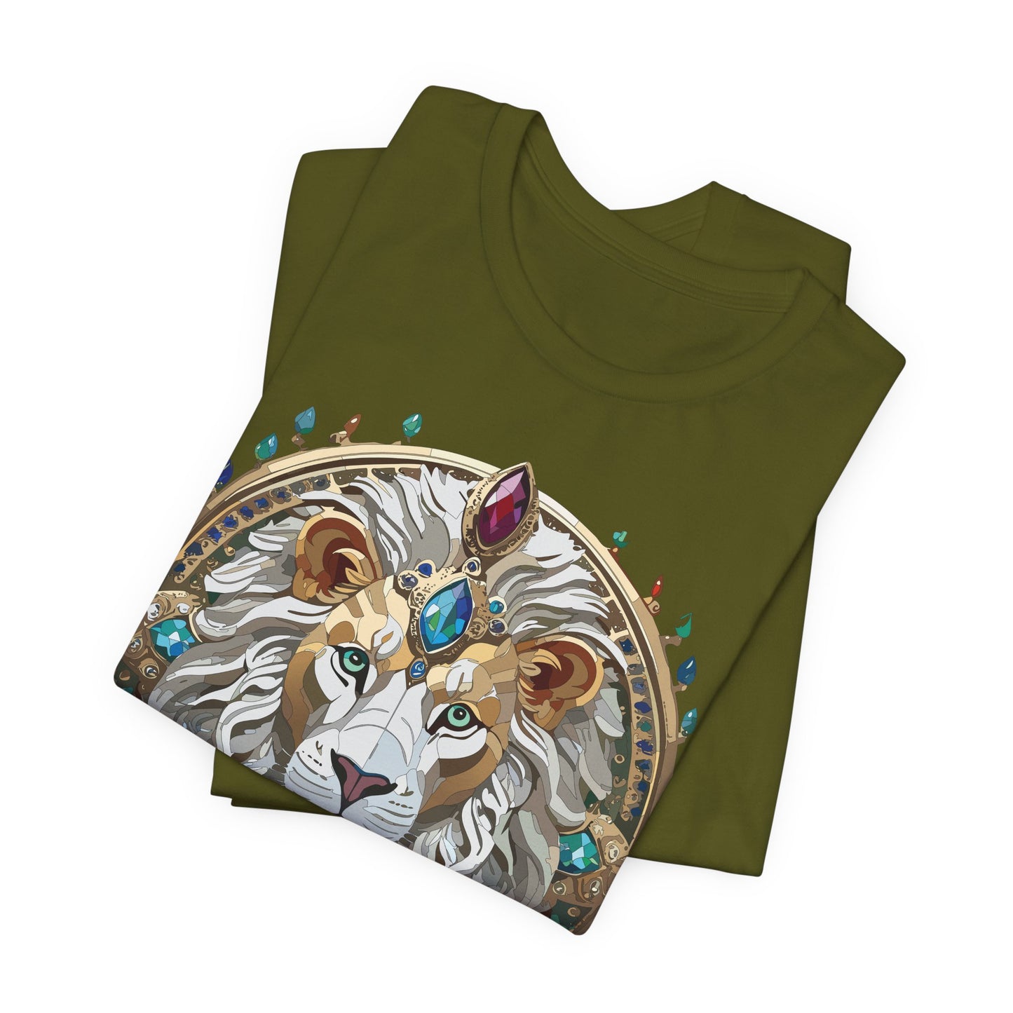Unisex Lion Graphic Tee, Animal Shirt, Tee Shirt with Lion, Medallion T-Shirt, Animal Medallion Tees