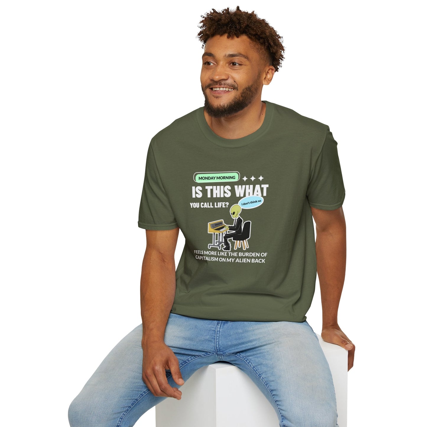 Alien Office Worker T-Shirt Unisex Cotton