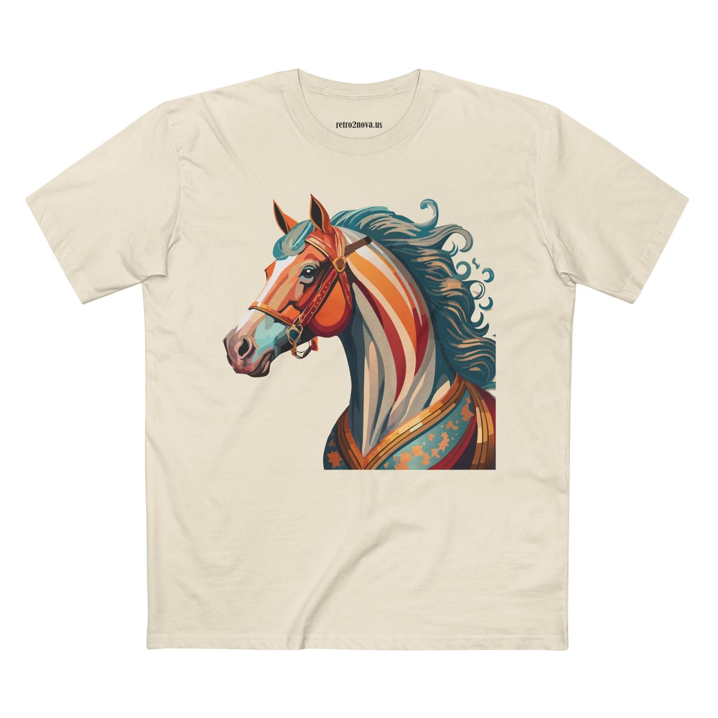 Horse Animal Shirt Unisex Premium Cotton Tee With Original Art Design From Retro2Nova Soft Breathable Art Collection