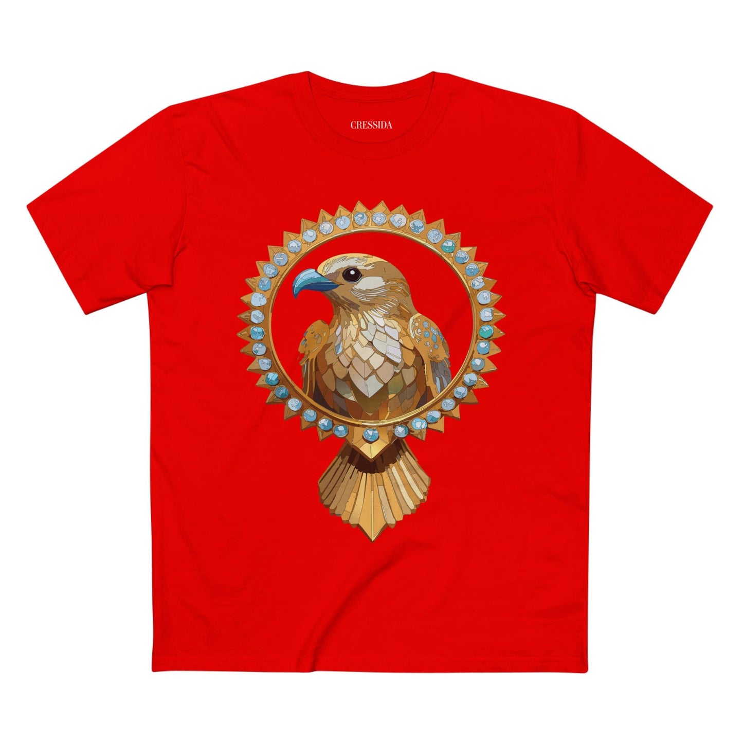 Bird Graphic Unisex 100 Cotton Tee With Unique Animal Golden Medallion Art Design 18