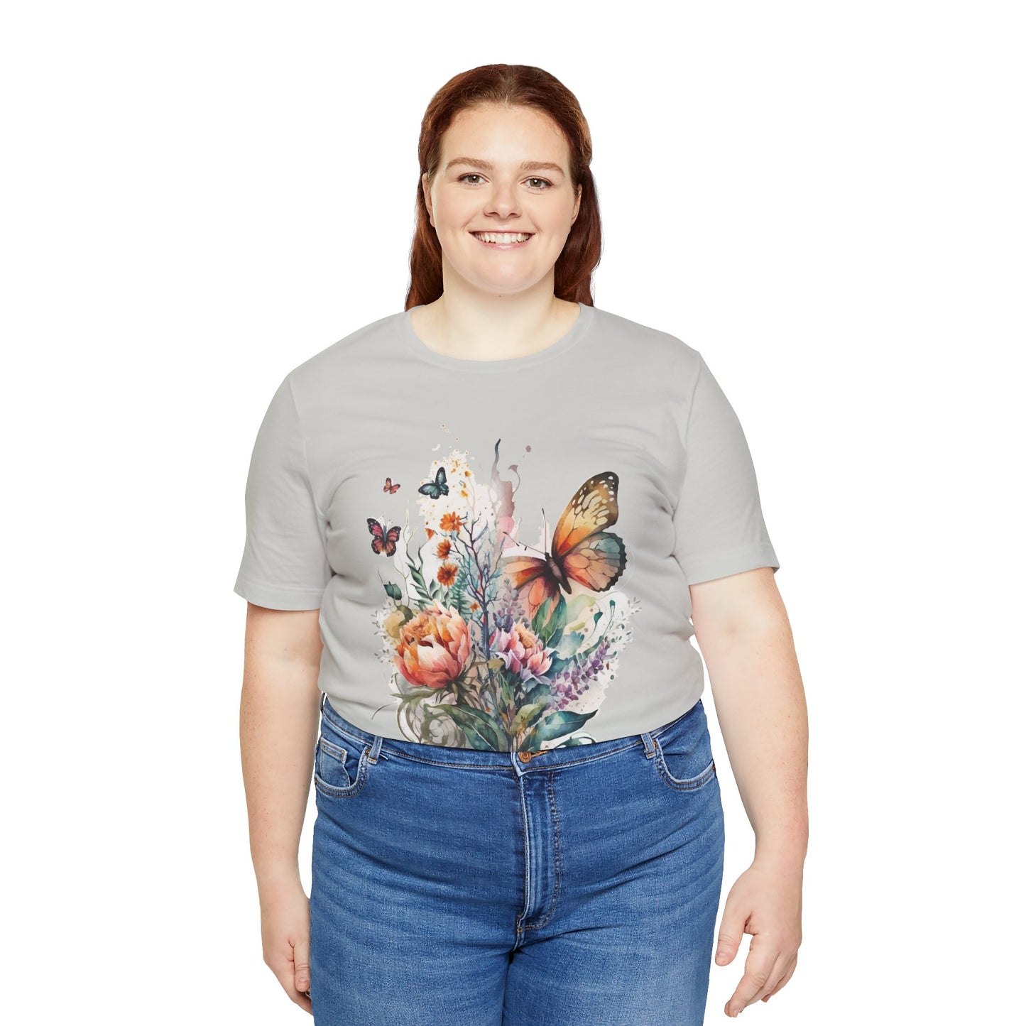 Cotton Tee Shirt with Butterfly Prints