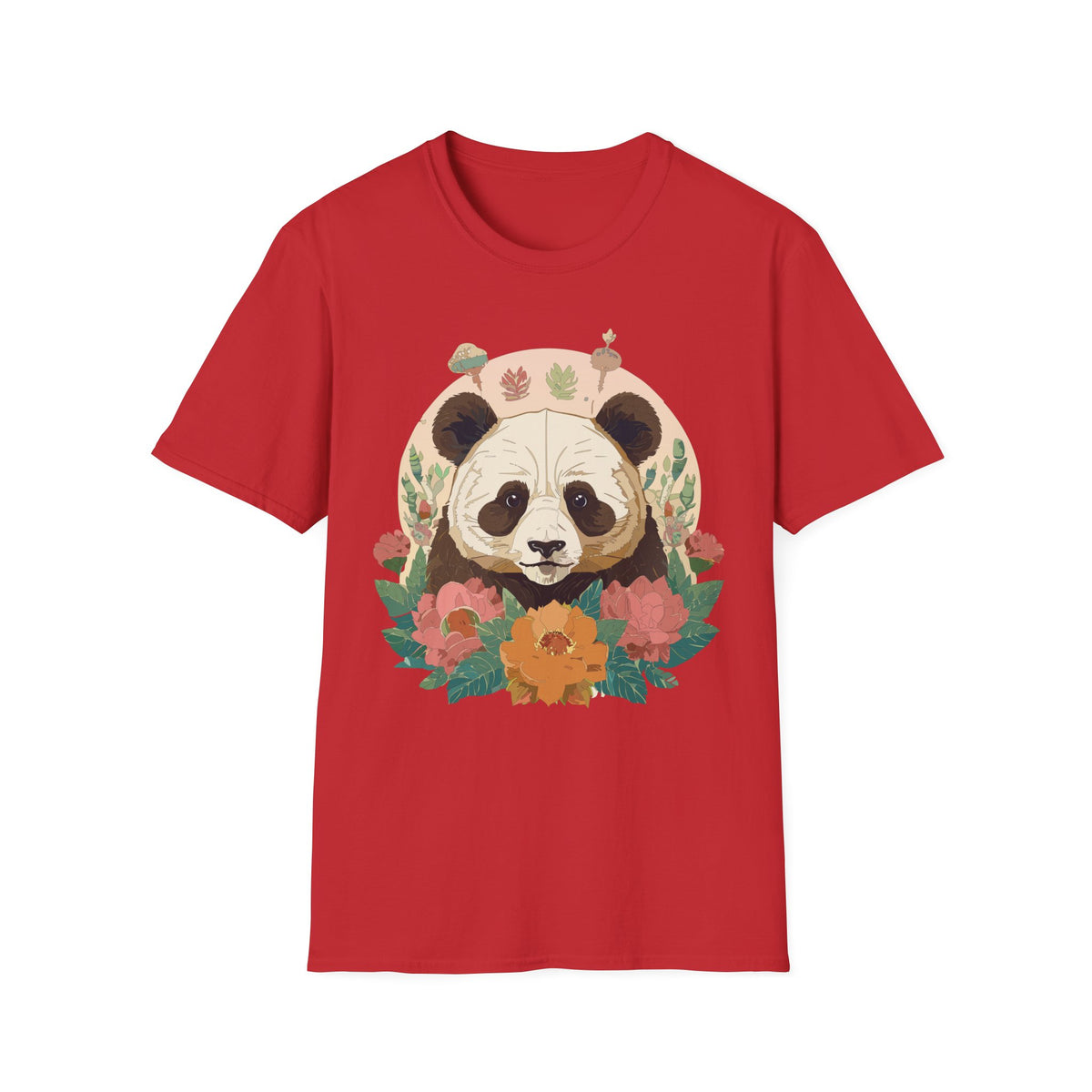 Floral Panda Illustration T-Shirt | Cute Botanical Bear Tee