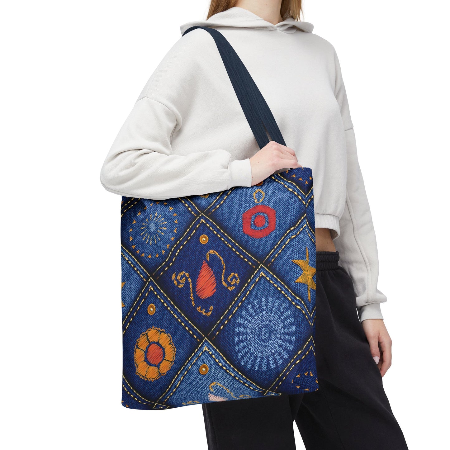 Diwali Graphic Denim Fabric Imitation Print Unisex Canvas Bag Poly Spun 3 Sizes Tote Bag 205-4