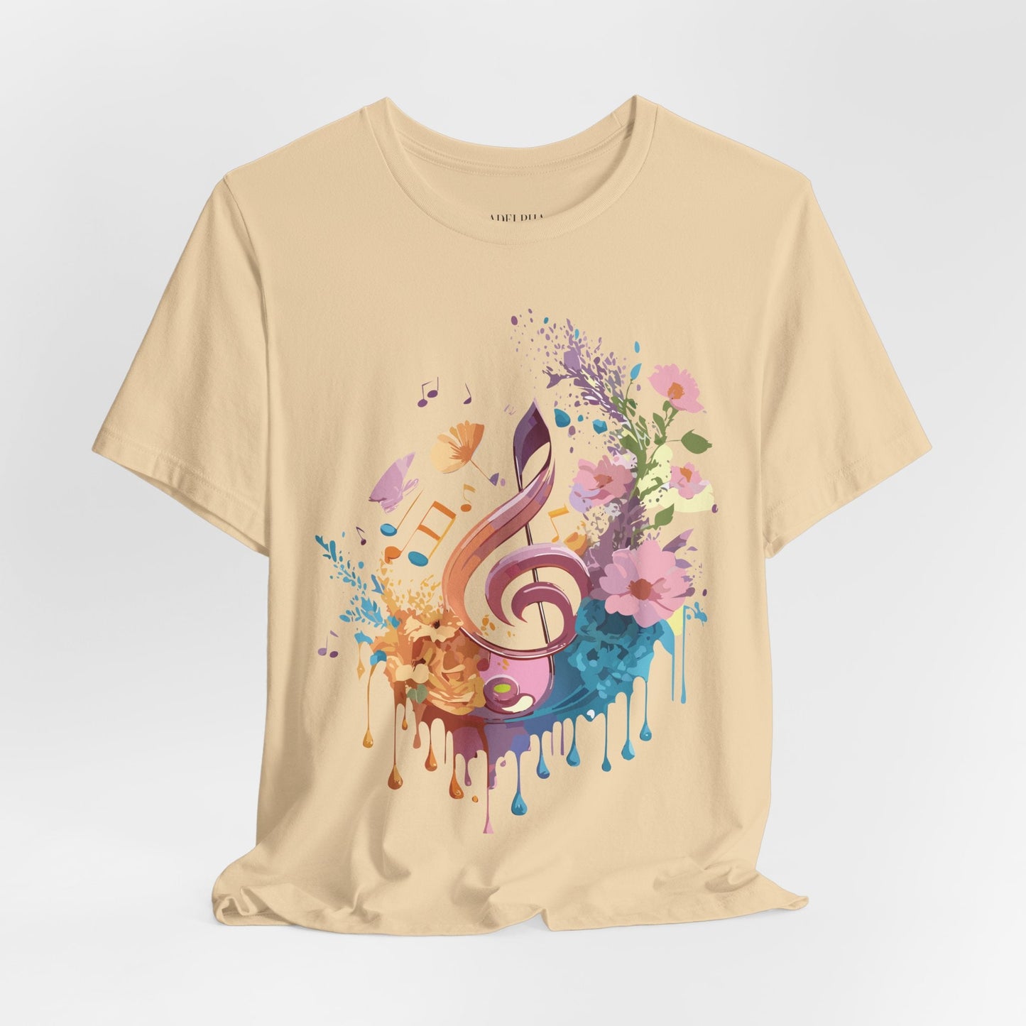 Music Graphic Unisex 100 Cotton Vintage Art with Musical Elements Tee 115