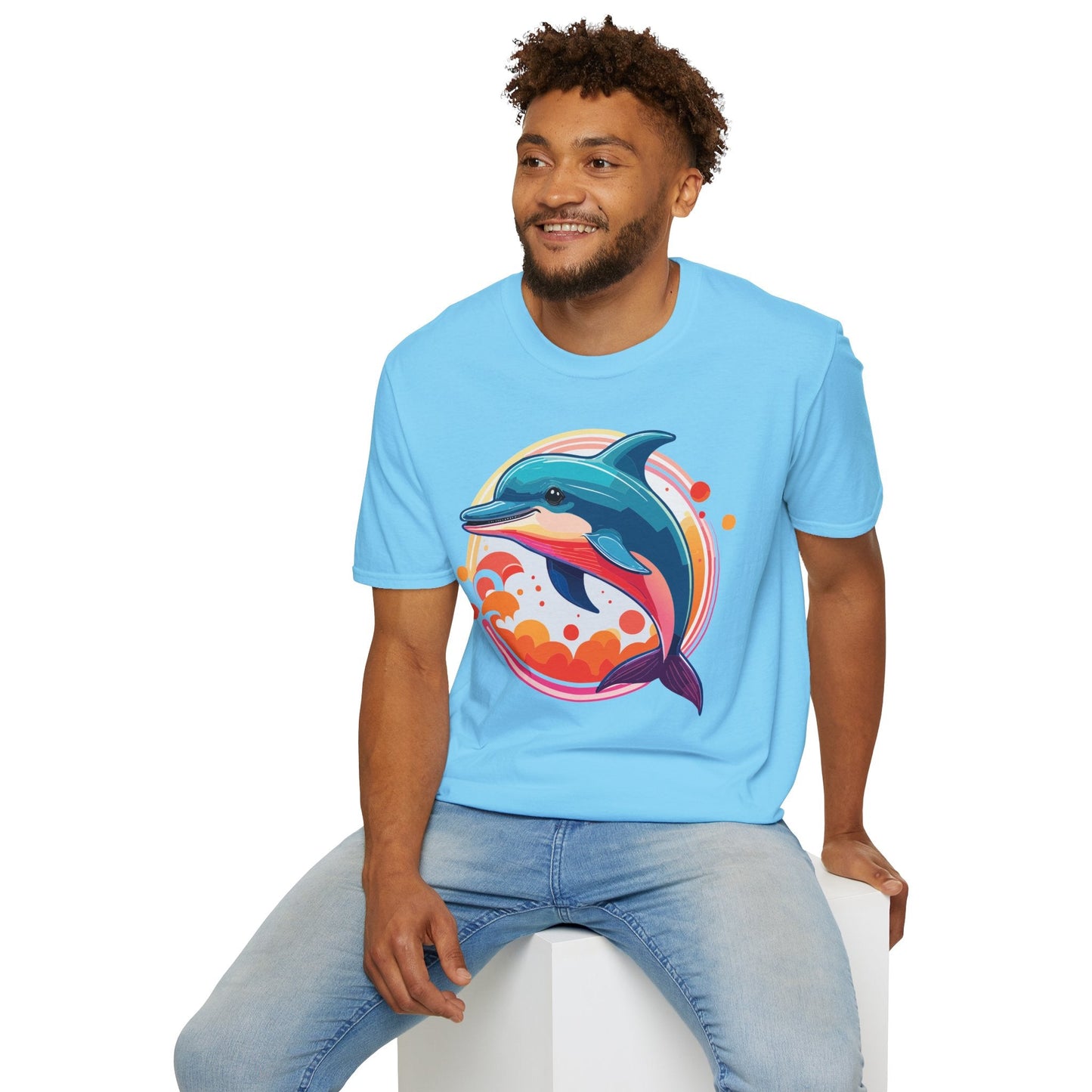 Dolphin Shirt Unisex Softstyle Tee Short Sleeve 100 Percent Ring Spun Cotton Gildan 64000