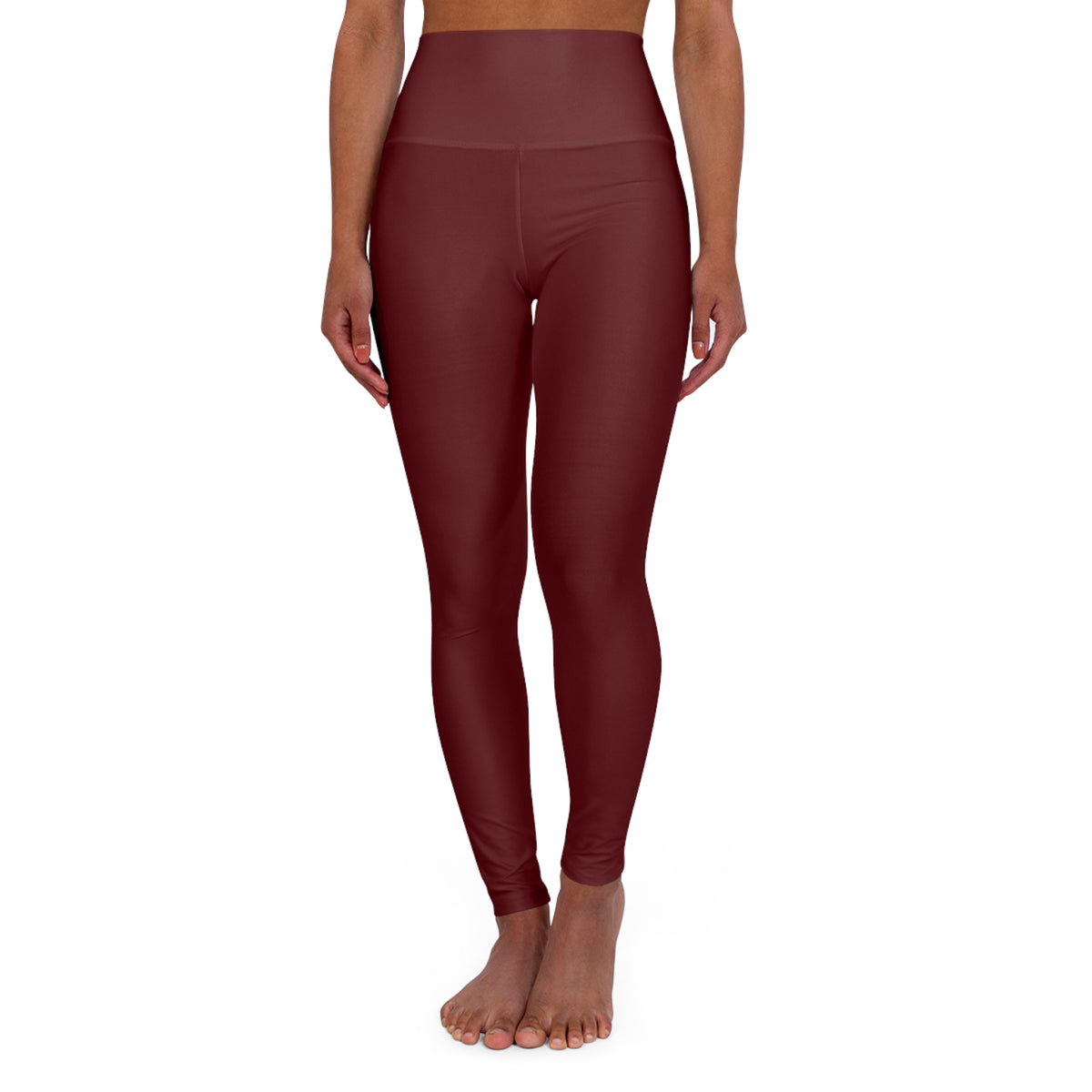 Black Cherry Red Color High-Waist Yoga Leggings Women's Seamless Poly-Span Stretchy Pants XS-2XL