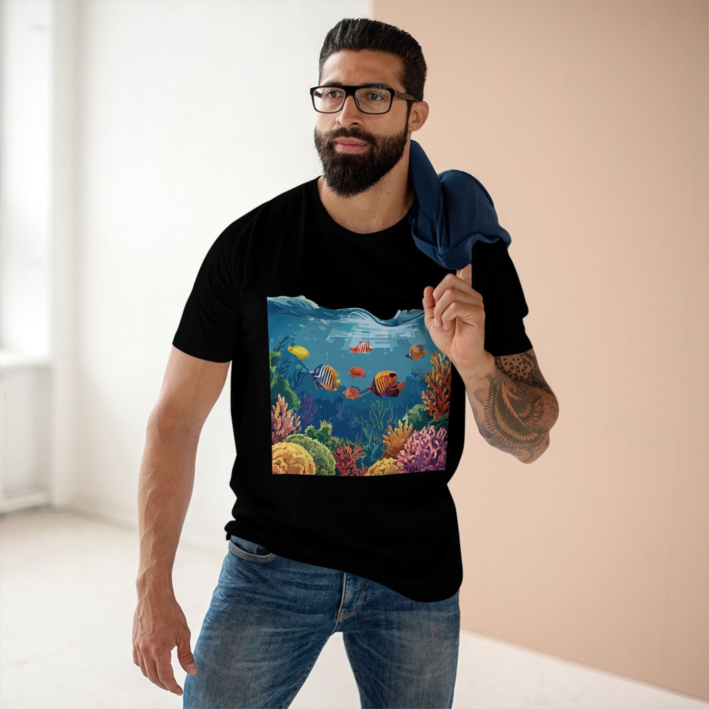 Ocean Pacific OP-25 Unisex Premium Cotton Tee With Original Art Design By Retro2Nova Art Collection