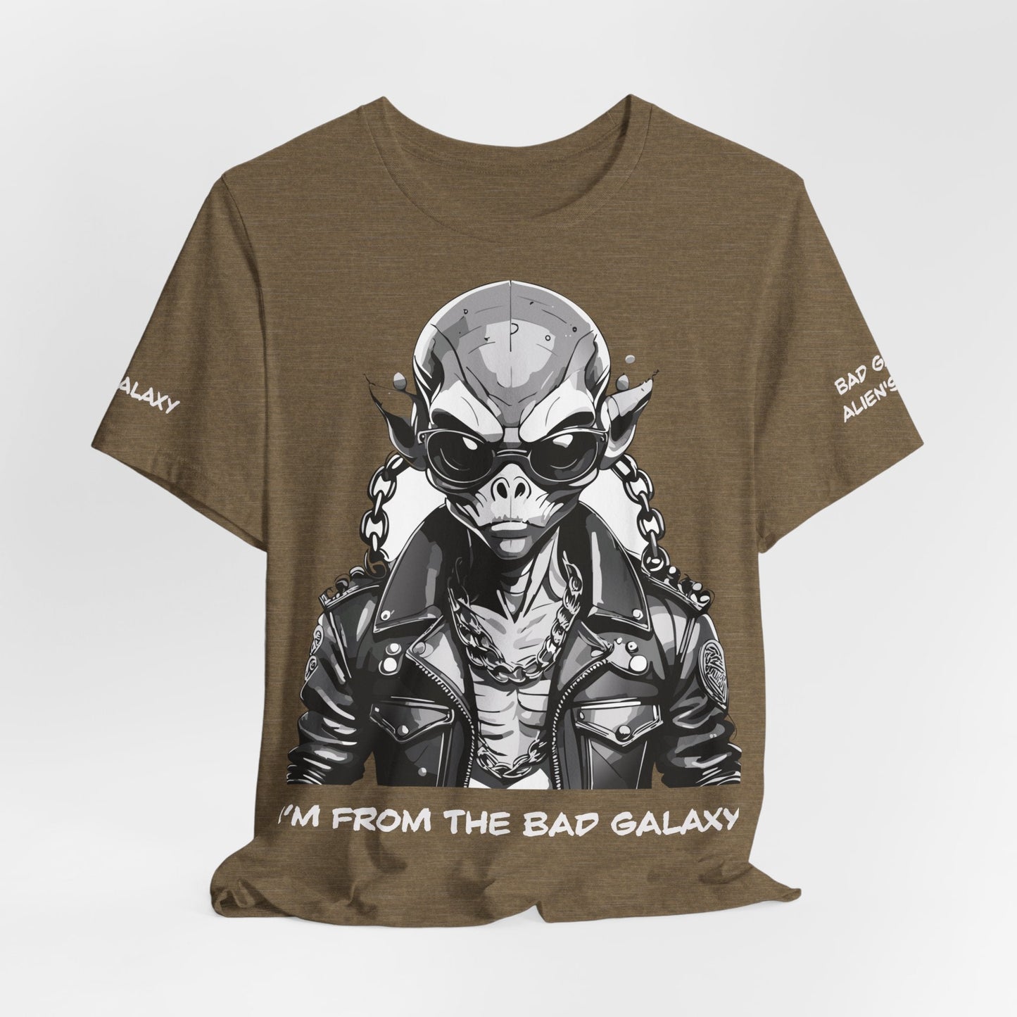 Graphic Cotton T Shirt Unisex Short Sleeve Alien Artwork By Bad Galaxy Premium Everyday Wear