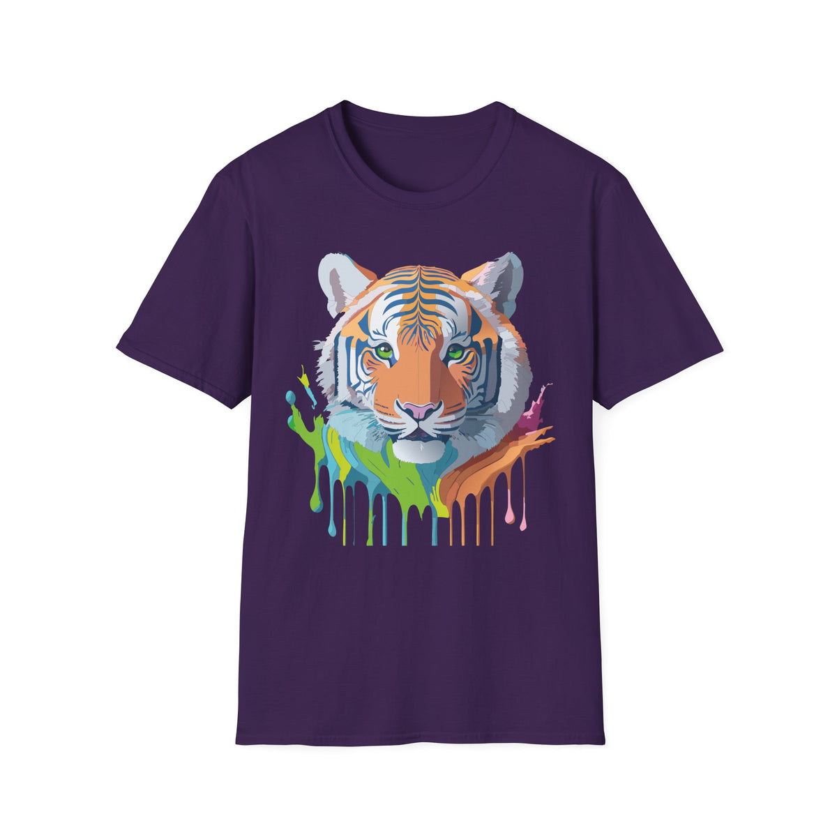 Colorful Tiger Head T-Shirt | Watercolor Drip Animal Shirt