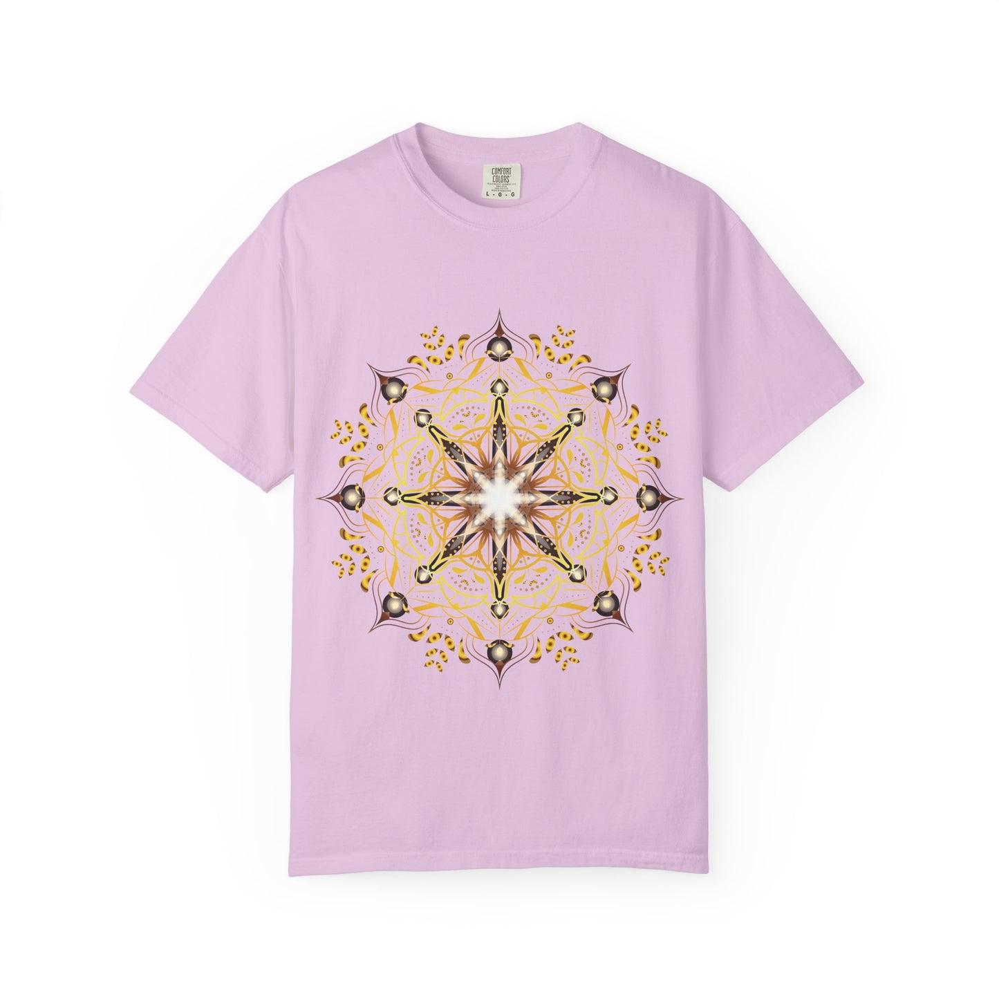 Unisex Garment Dyed Cotton T-Shirt with Mandala Graphic Design