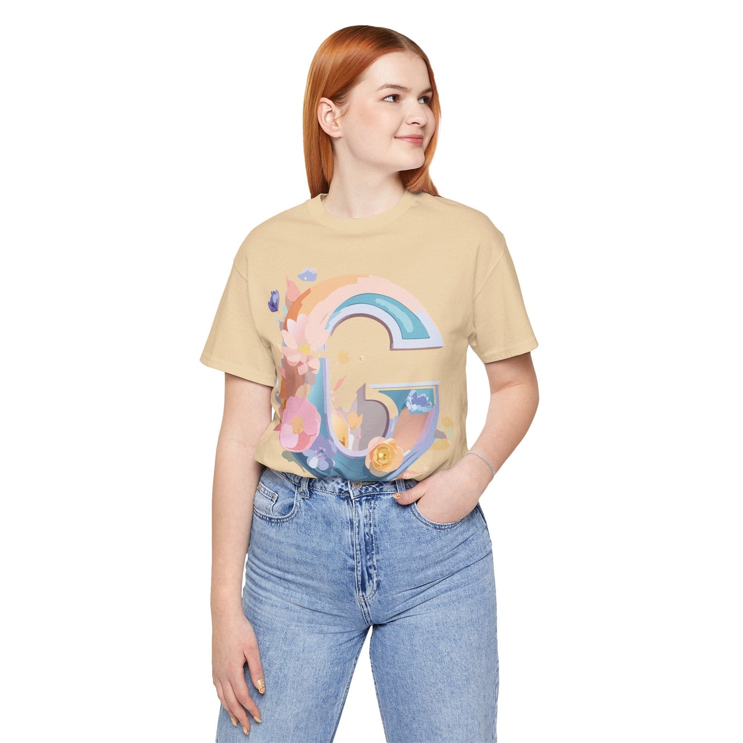 Letter G Graphic Tee Unisex Short Sleeve T Shirt by Adelpha Vintage Inspired Artwork
