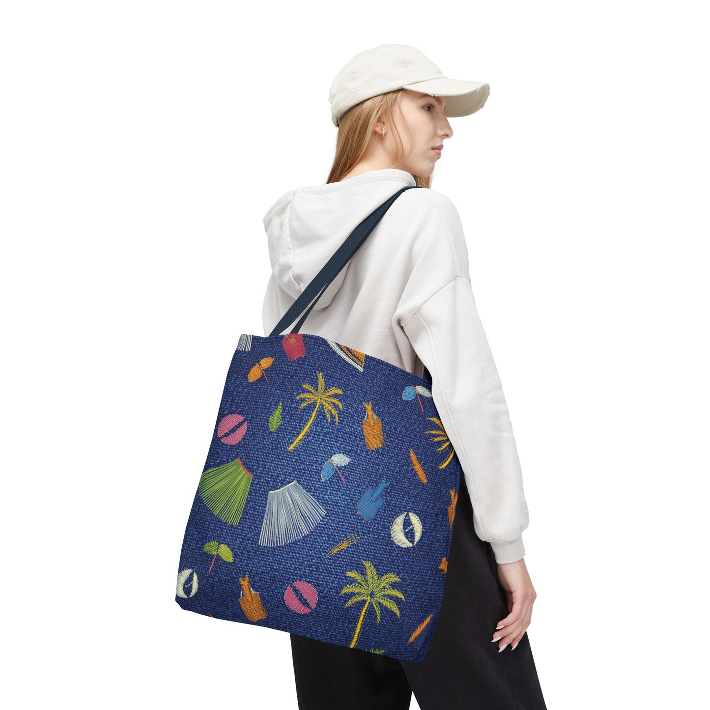 Denim Fabric Imitation Print Unisex Canvas Bag Poly Spun 3 Sizes Tote Bag 182-3