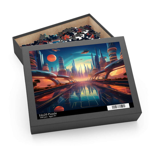 Sci-Fi City Puzzle 500-Chipboard Pieces in Box | Kids Puzzles Size: 16" x 20",  Ages 9+ and Family pn55