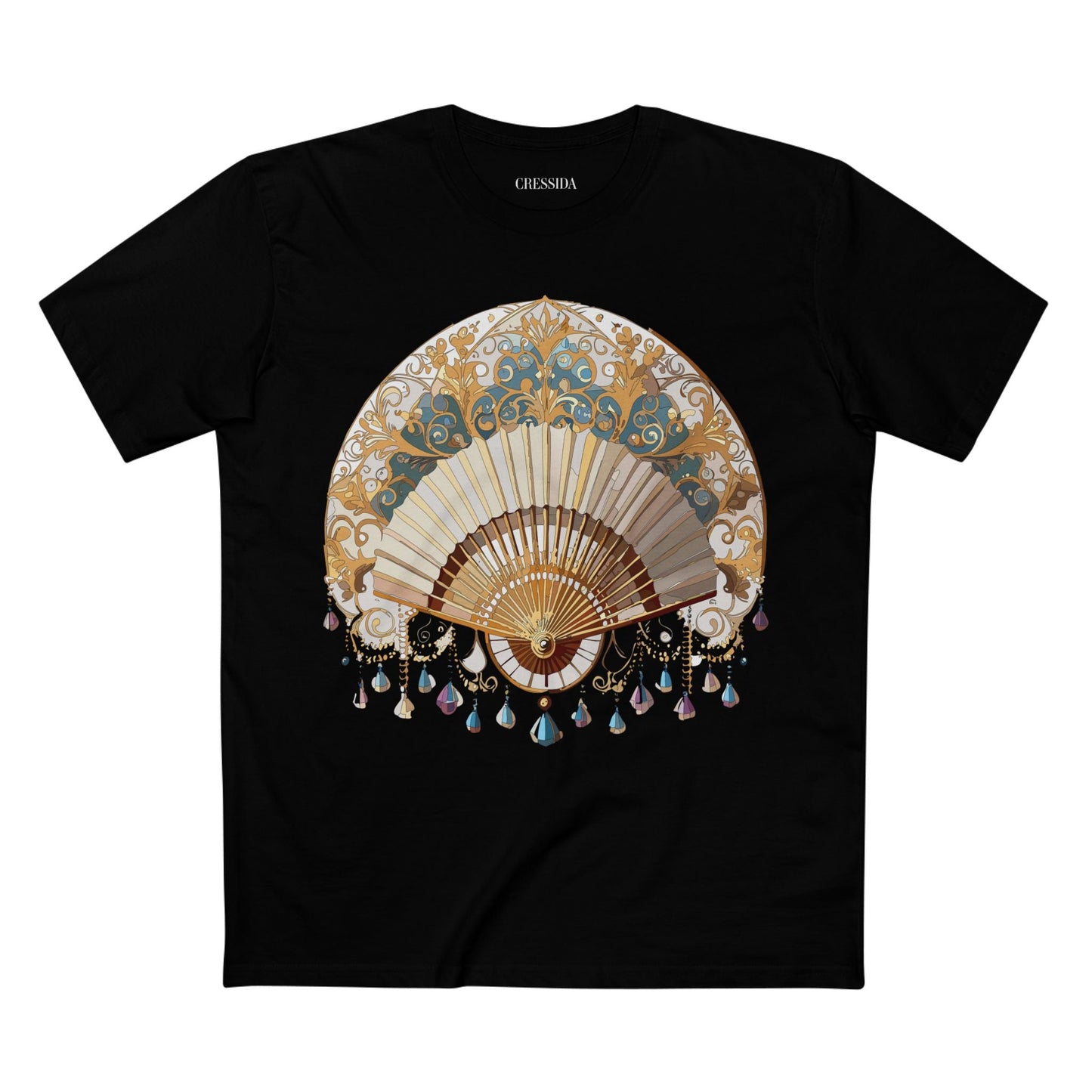 Antique Fan Graphic Design T-Shirt Unisex 100 Cotton Floral Carnival Artwork Tee 23