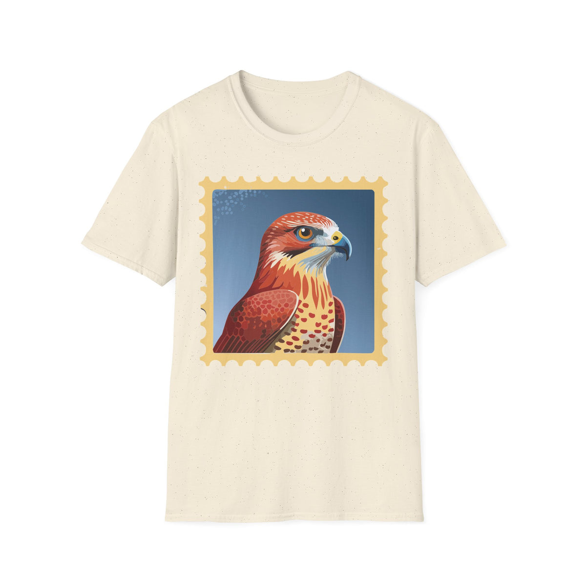 Red Hawk Portrait T-Shirt | Falcon Stamp Graphic Tee Unisex 100 Cotton Gildan T-Shirt