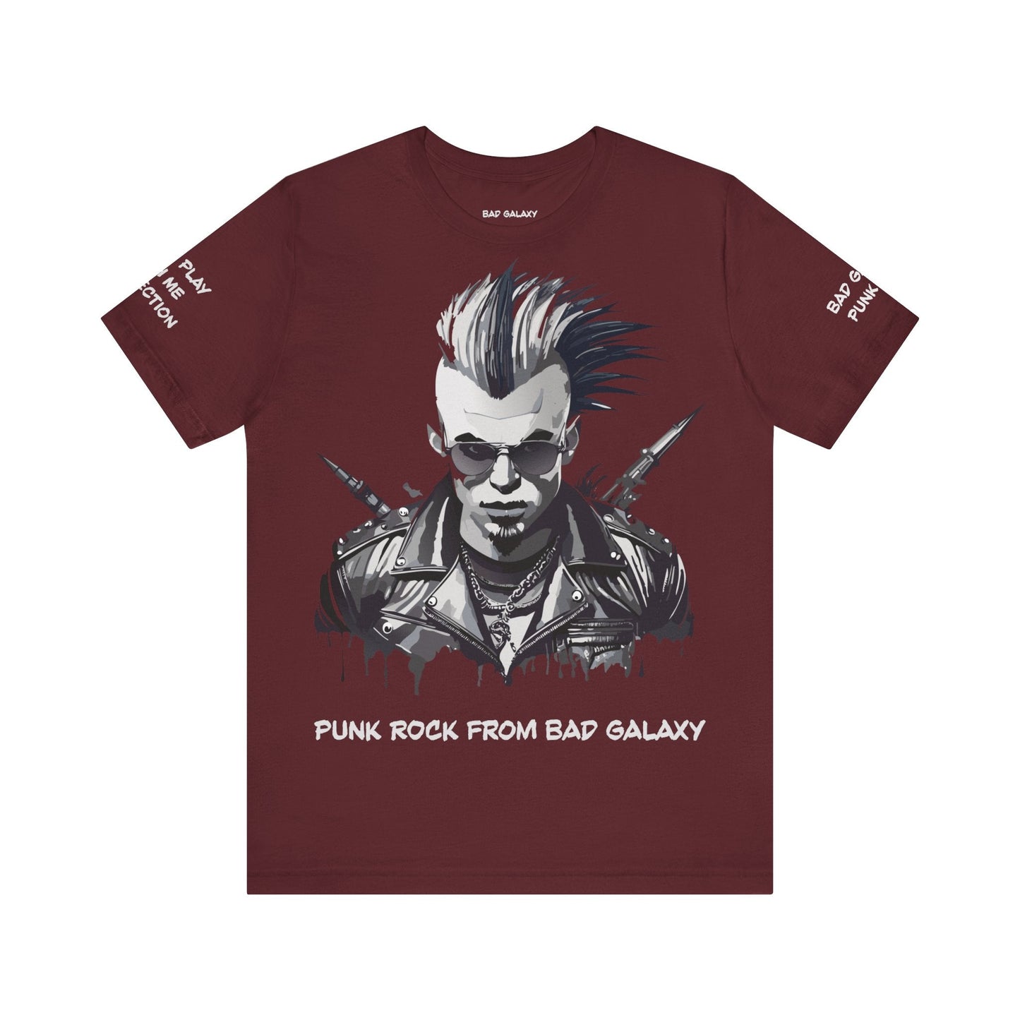 Punk Rock Tee Shirt 100 Percent Cotton Made To Order From Bad Galaxy Eco Friendly Inks USA