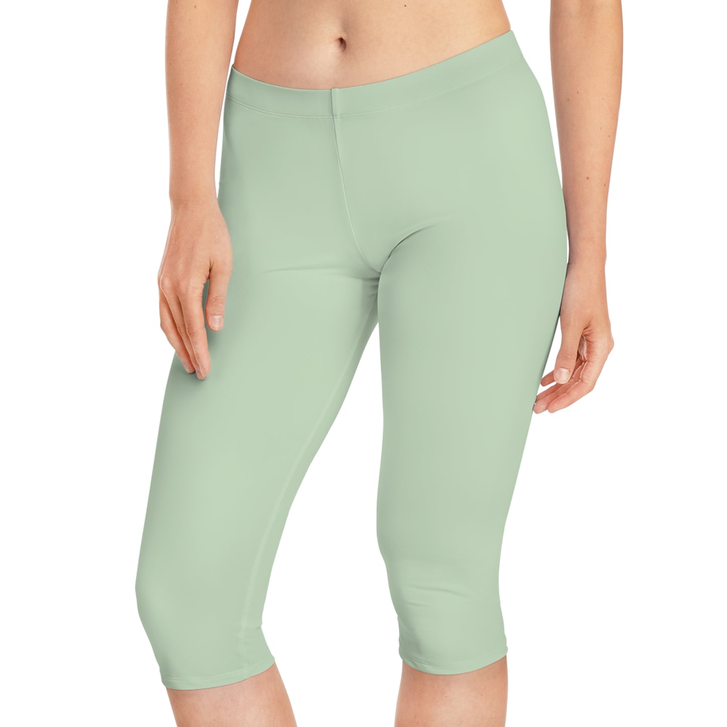 Green Color Capri Leggings, Green Capri Leggings 9