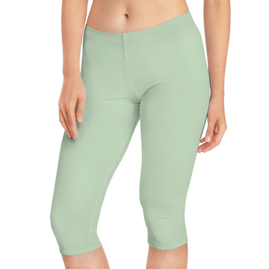 Green Color Capri Leggings, Green Capri Leggings 9