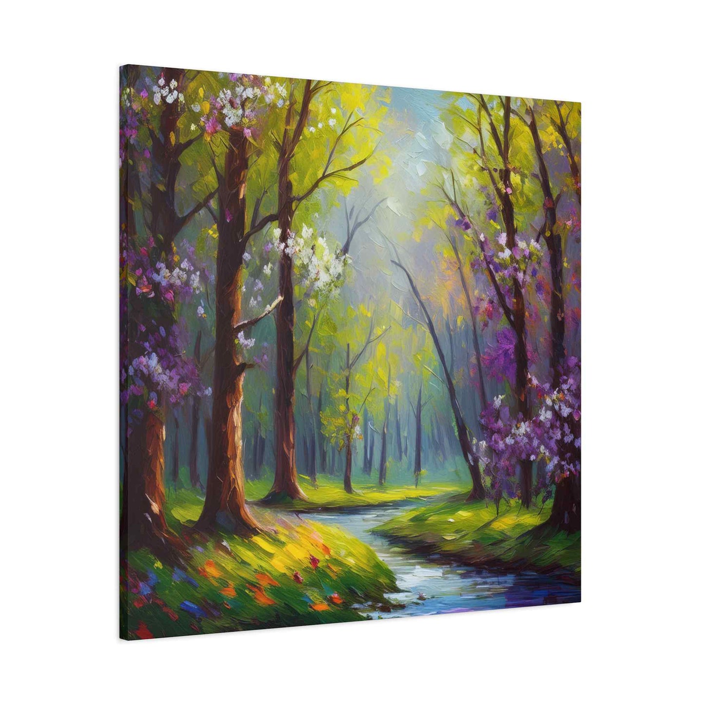 Spring Forest Print Canvas, Oil Paint Print 20x20, 24x24, 30x30, 32x32, 36x36 Art Design Print Pine-Wood Inner Frame MC-97