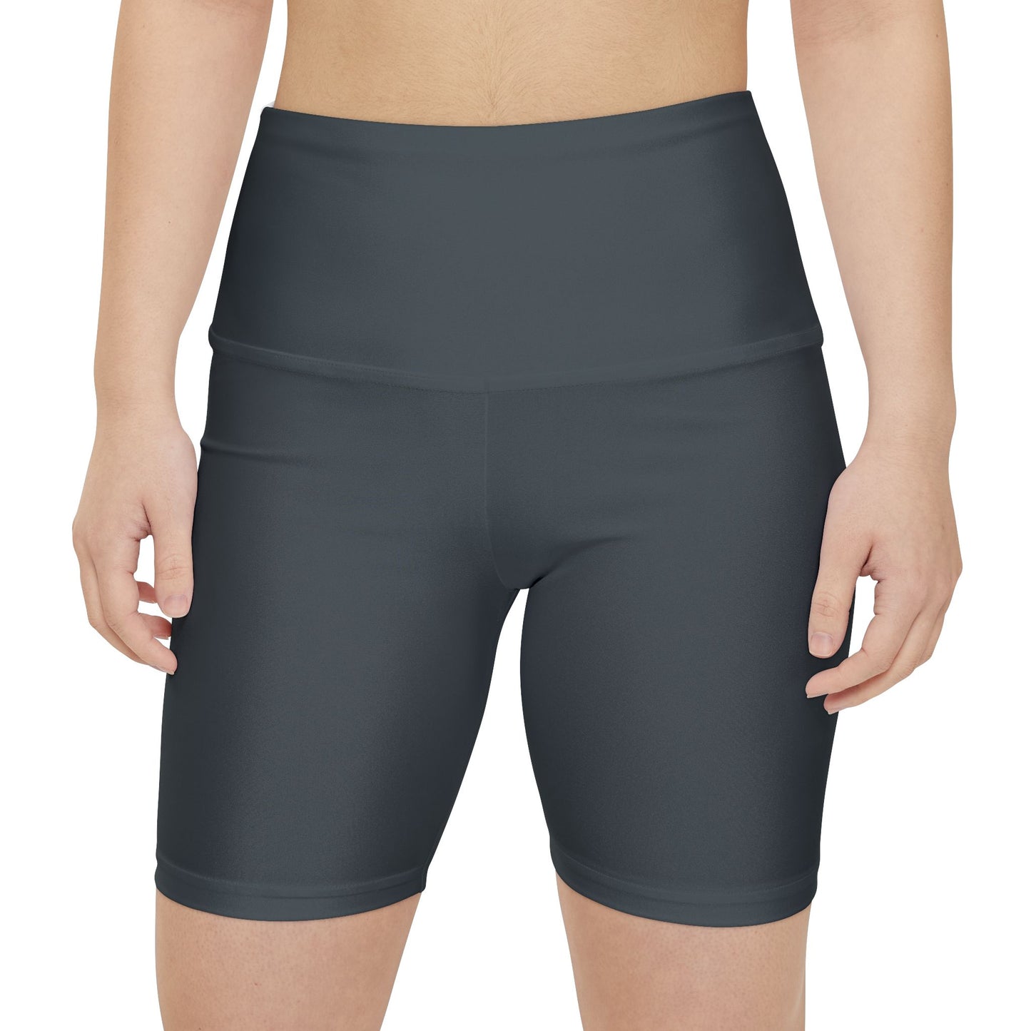 Iron Grey Women’s Workout Shorts — High-Waist Athletic Biker Shorts
