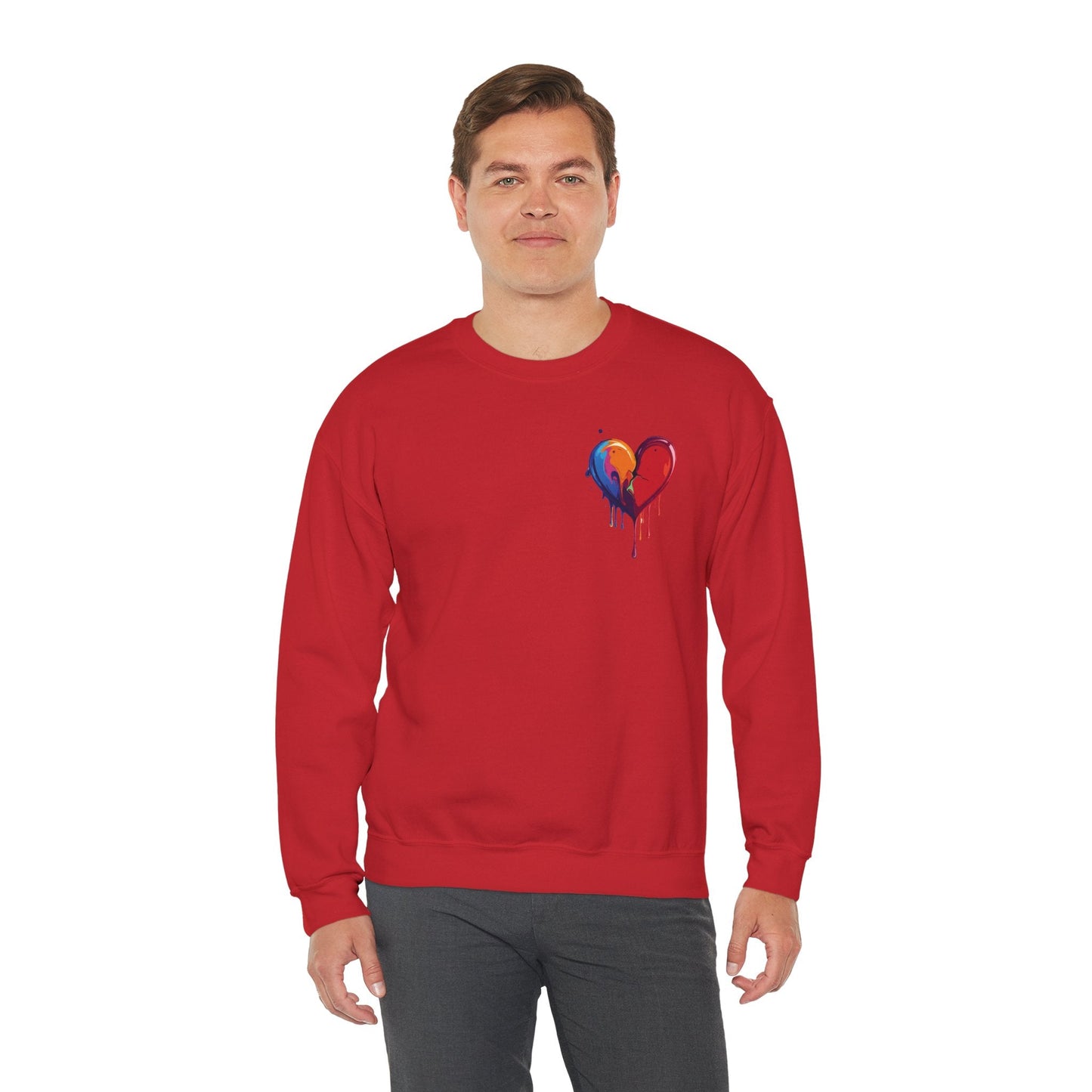 Bleeding Heart Sweatshirt Unisex Crewneck Cotton Polyester Blend Valentines Day Heart Design 117
