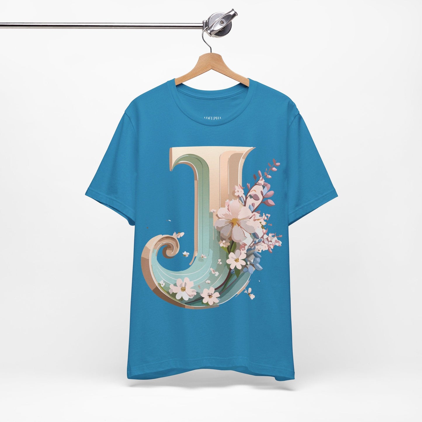 Letter J Graphic Tee Unisex Vintage Inspired Art From Adelpha Short Sleeve Shirt
