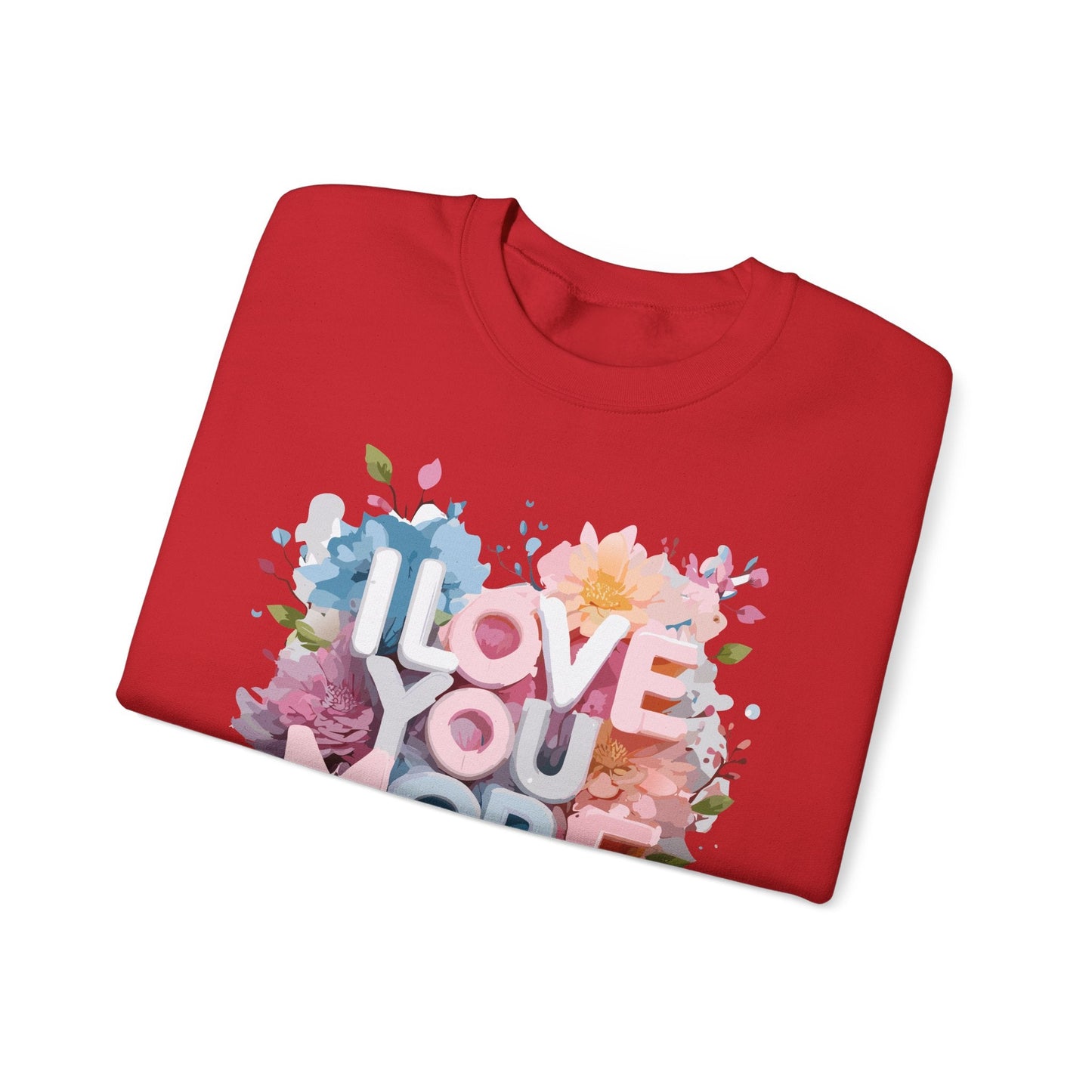 Floral Love Sweatshirt Unisex Heavy Blend Crewneck Valentines Day 50 50 Cotton Polyester Gildan 18000