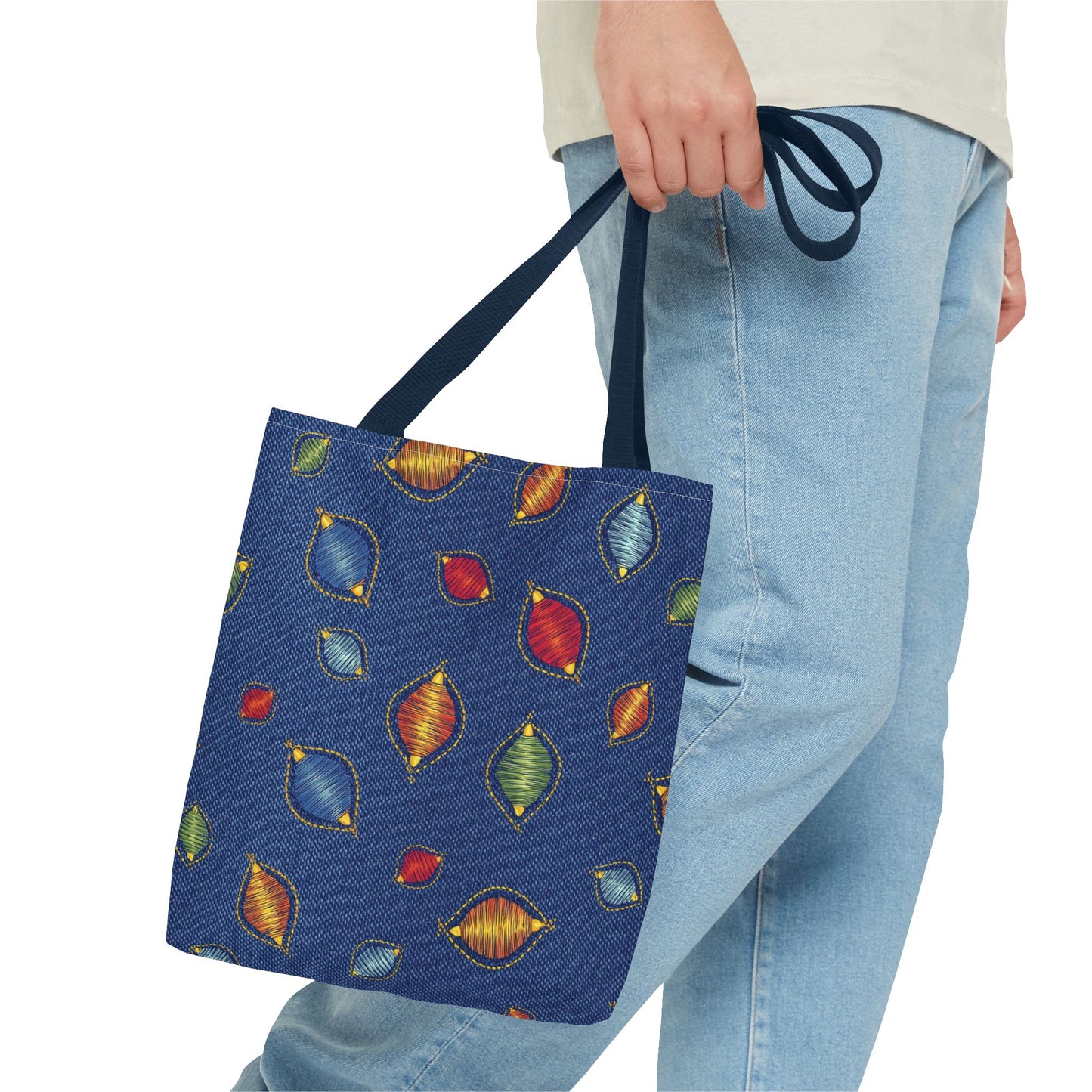 Diwali Graphic Denim Fabric Imitation Print Unisex Canvas Bag Poly Spun 3 Sizes Tote Bag 205-9