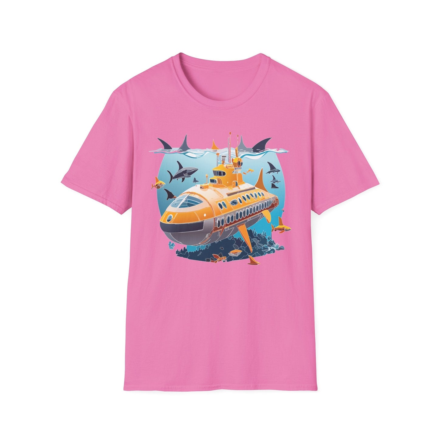 Ocean Themed Unisex Gildan Softstyle 64000 Short Sleeve T Shirt With Ocean Art Design