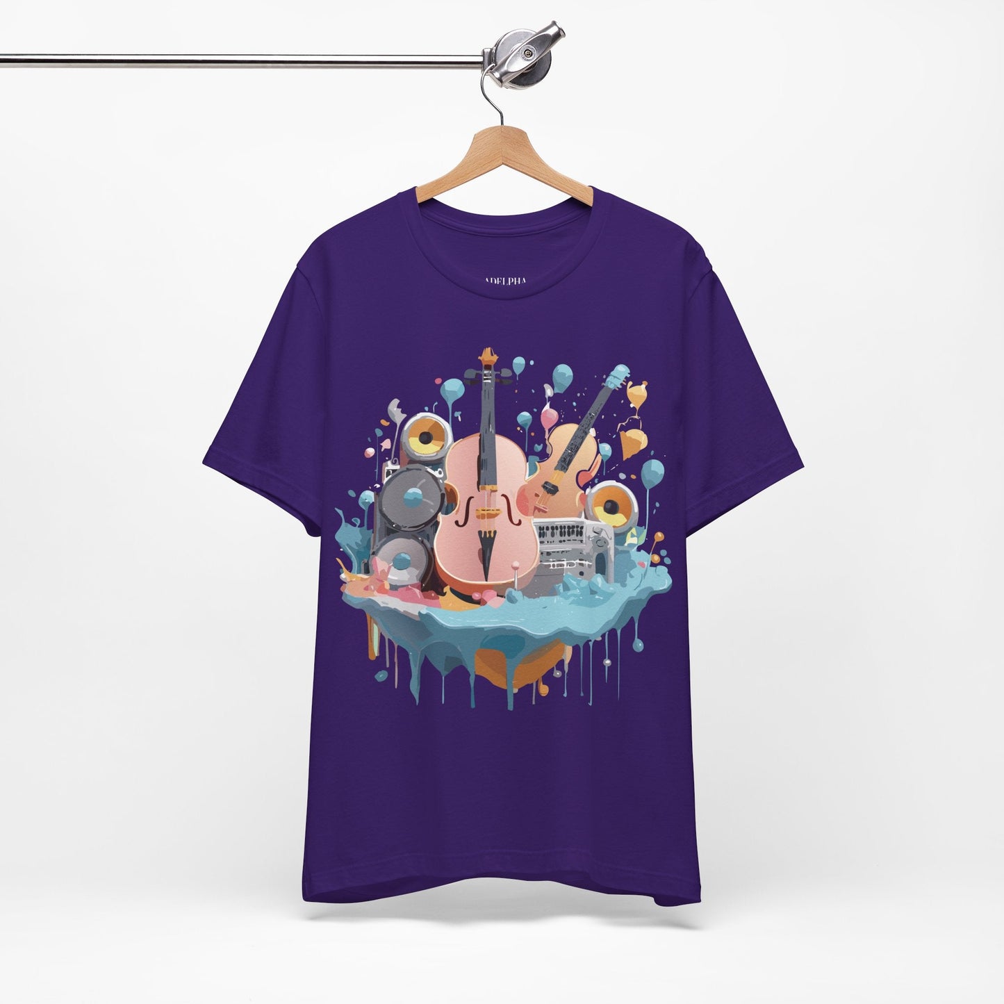 Music Graphic Unisex 100 Cotton Vintage Art with Musical Elements Tee 90
