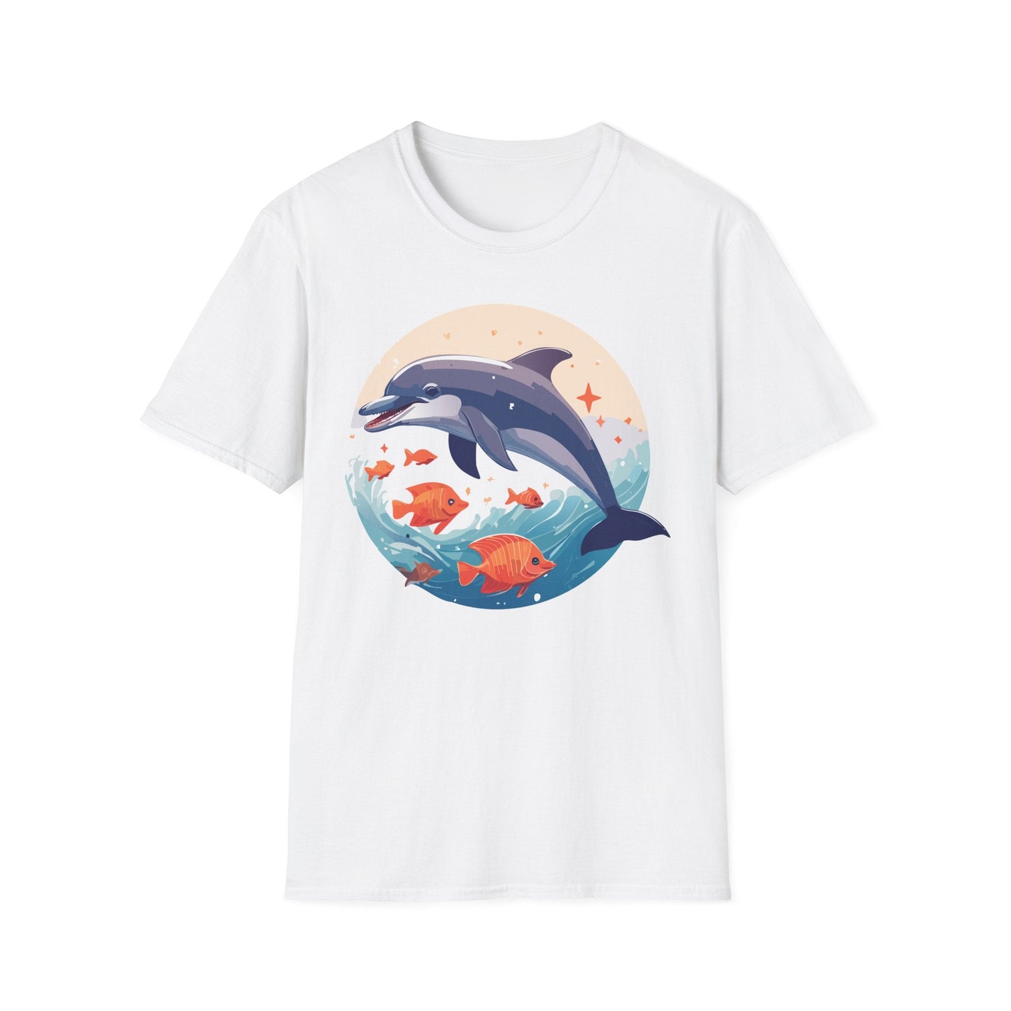 Unisex Dolphin Shirt Gildan Softstyle 64000 Short Sleeve Fish Tee With Dolphin Graphic