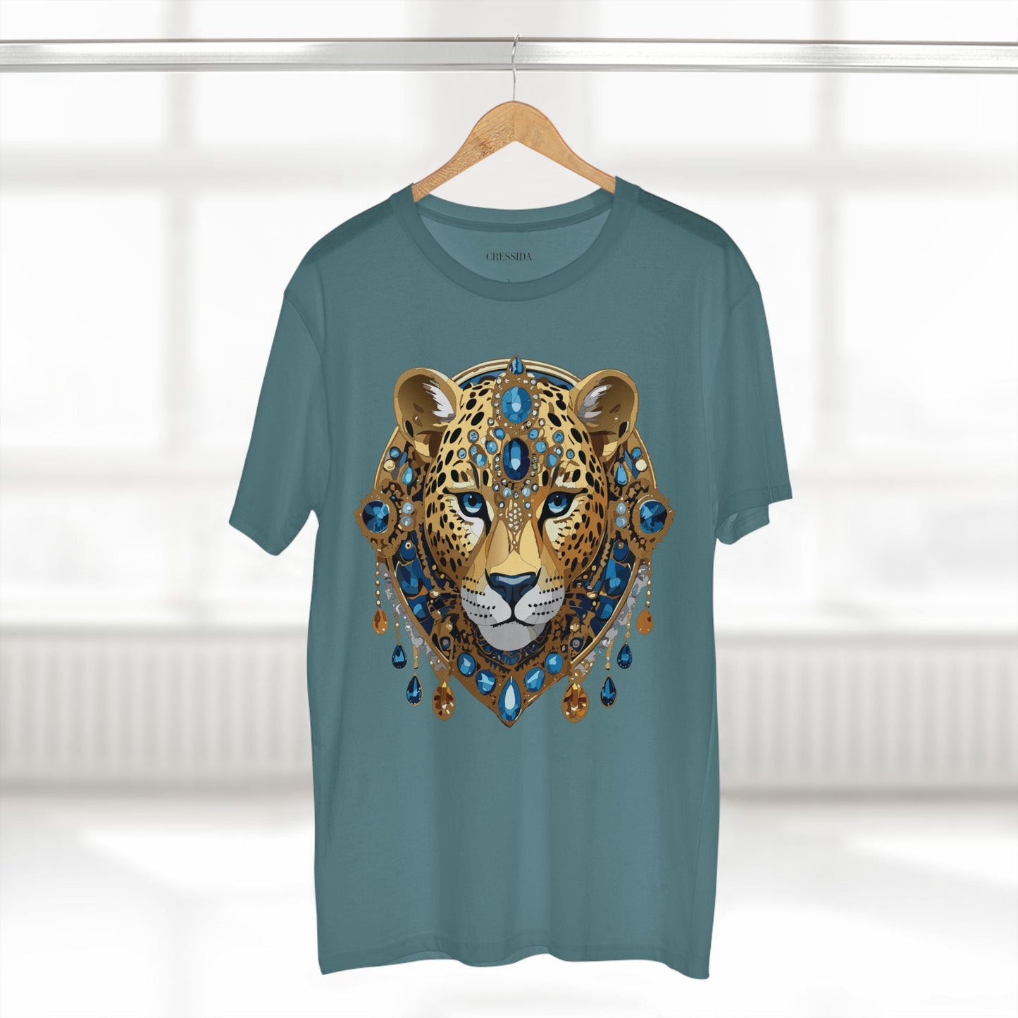 Cheetah Graphic Unisex 100 Cotton Tee With Unique Animal Golden Medallion Art Design 47