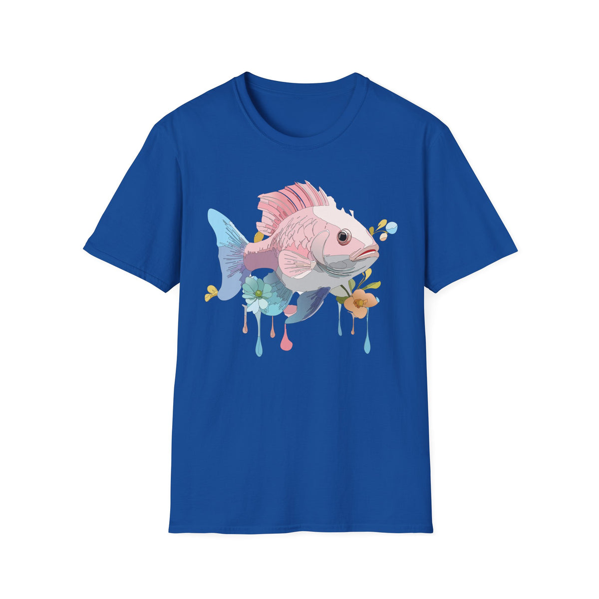 Pastel Fish Illustration T-Shirt | Pink Blue Tropical Fish Art