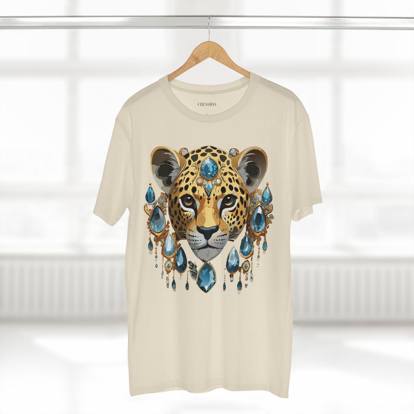 Cheetah Graphic Unisex 100 Cotton Tee With Unique Animal Golden Medallion Art Design 48