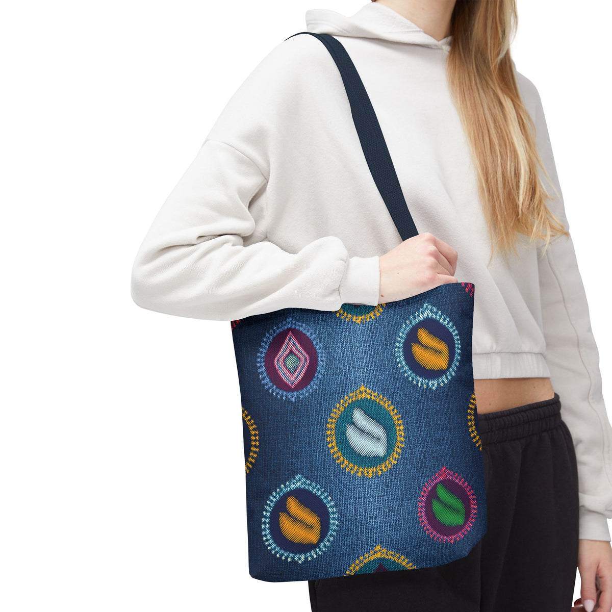 Diwali Graphic Denim Fabric Imitation Print Unisex Canvas Bag Poly Spun 3 Sizes Tote Bag 205-18