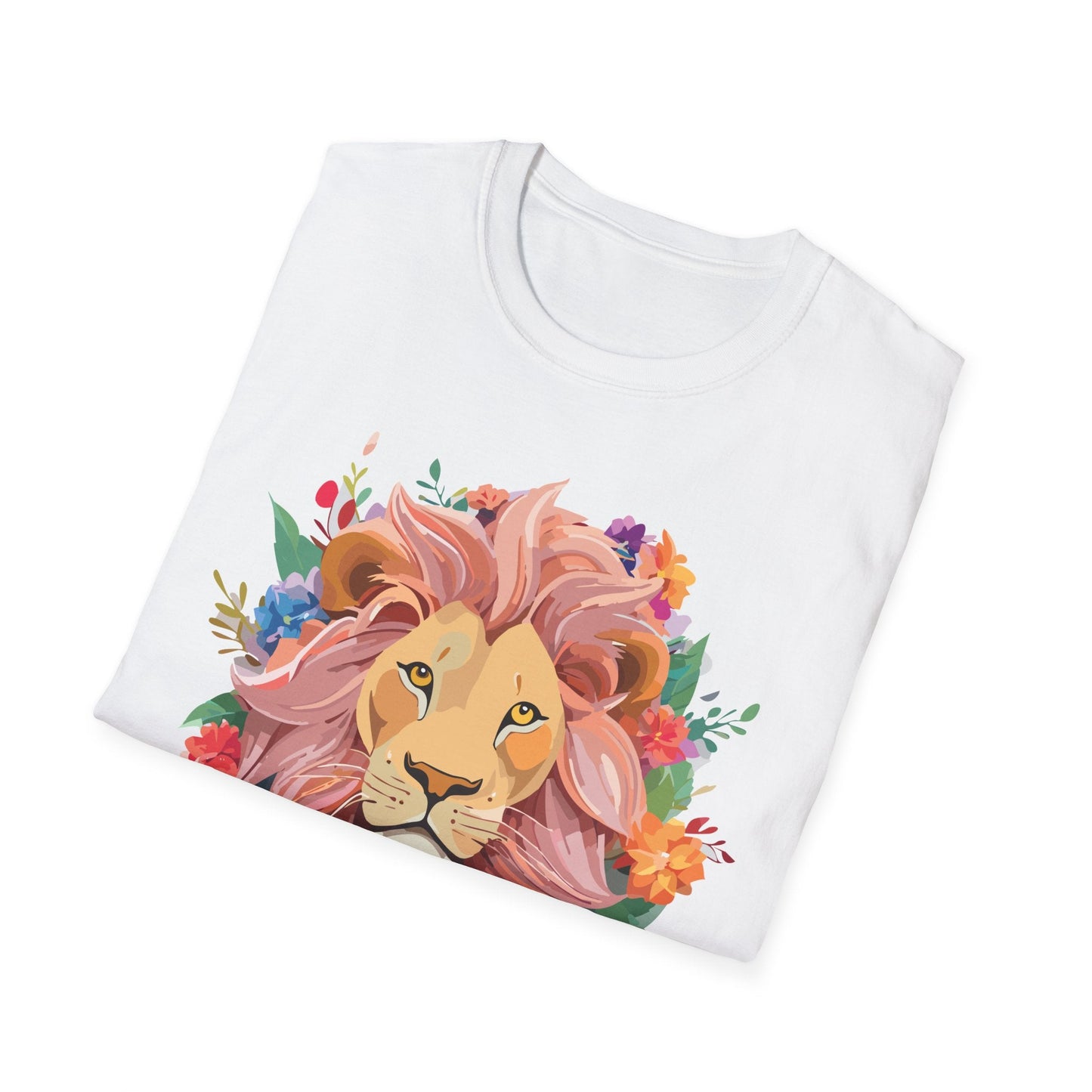 Lion Shirt Unisex Floral Lion Tee Animal Print Softstyle Tee