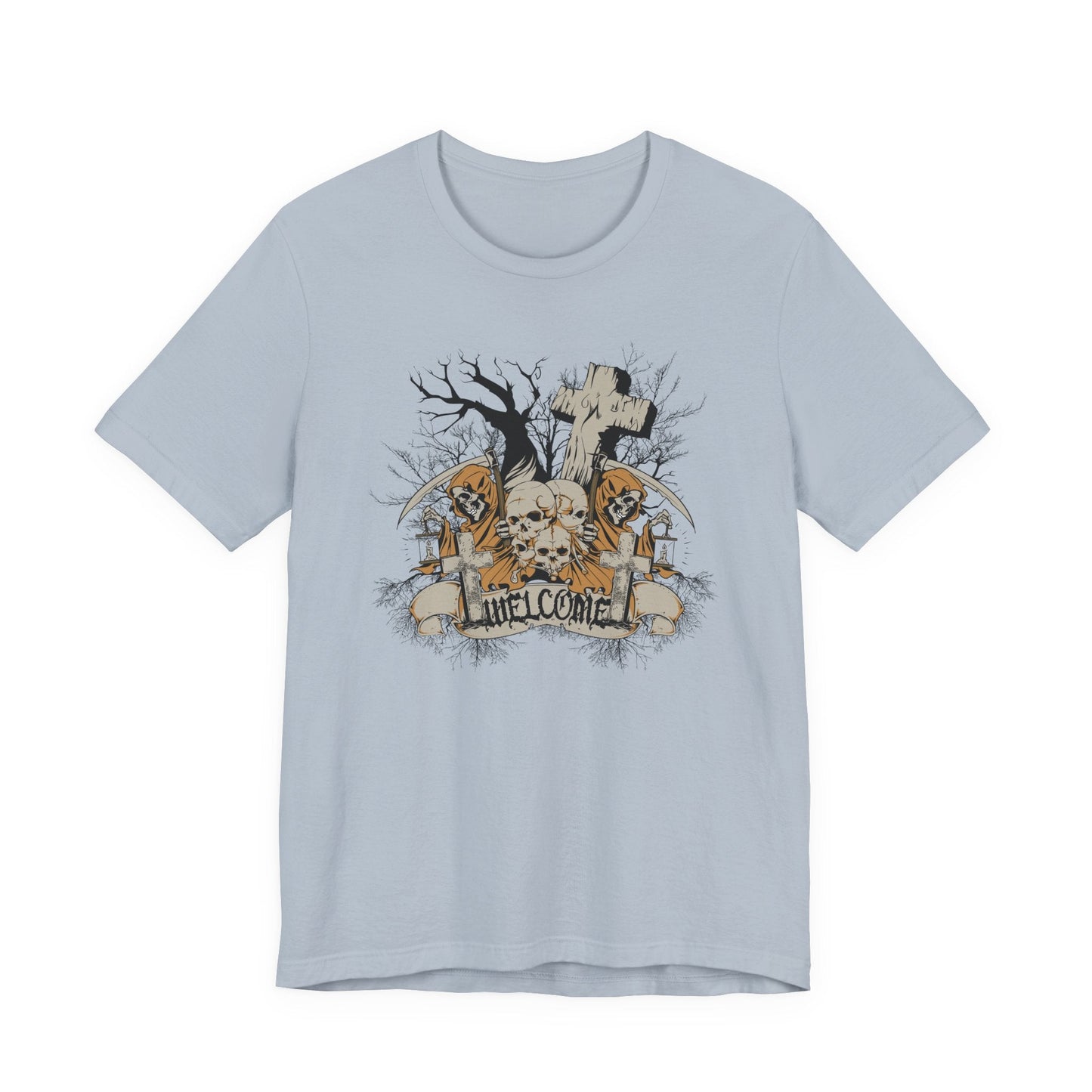 Skull Halloween Graphic Design Unisex Cotton T-Shirt Art-50