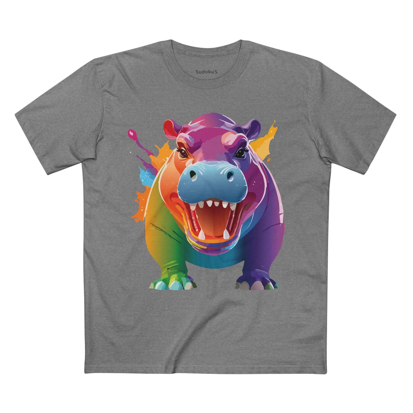 Hippo Graphic Unisex 100 Cotton Staple Tee with Animal Design Artwork 6