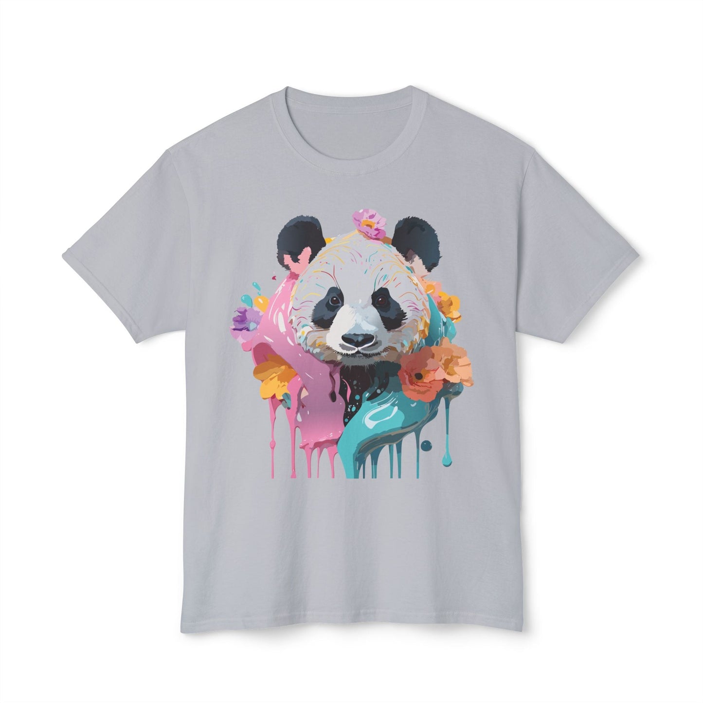 Panda T Shirt Unisex HD Cotton Tee With Panda Art Print Vintage Floral Design Printed In USA