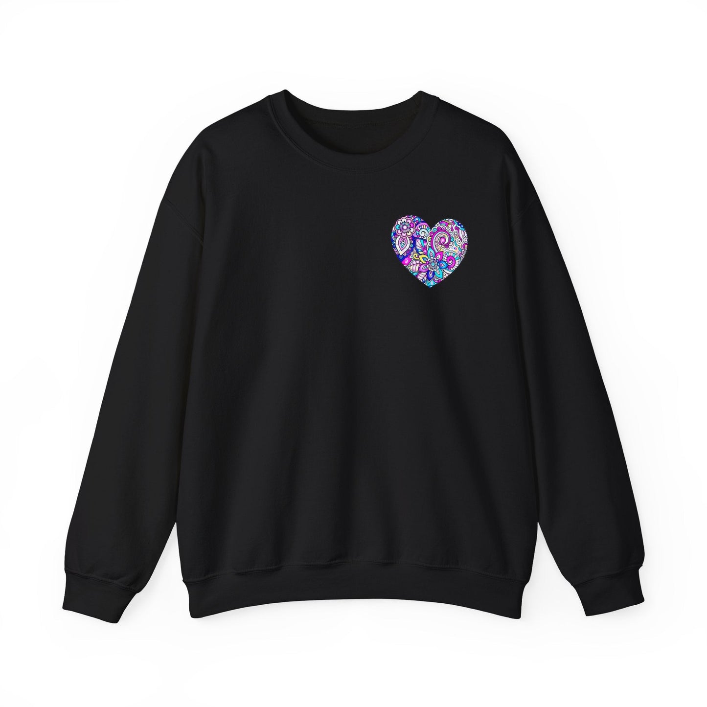 Floral Heart Sweatshirt Valentines Day Unisex Crewneck Gildan 18000 Heavy Blend Cotton Polyester