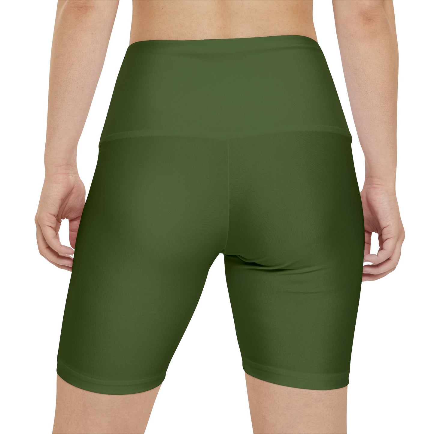 Olive Leaf Green High-Waist Women's Workout Shorts — Stretchy Biker Shorts for Gym & Yoga