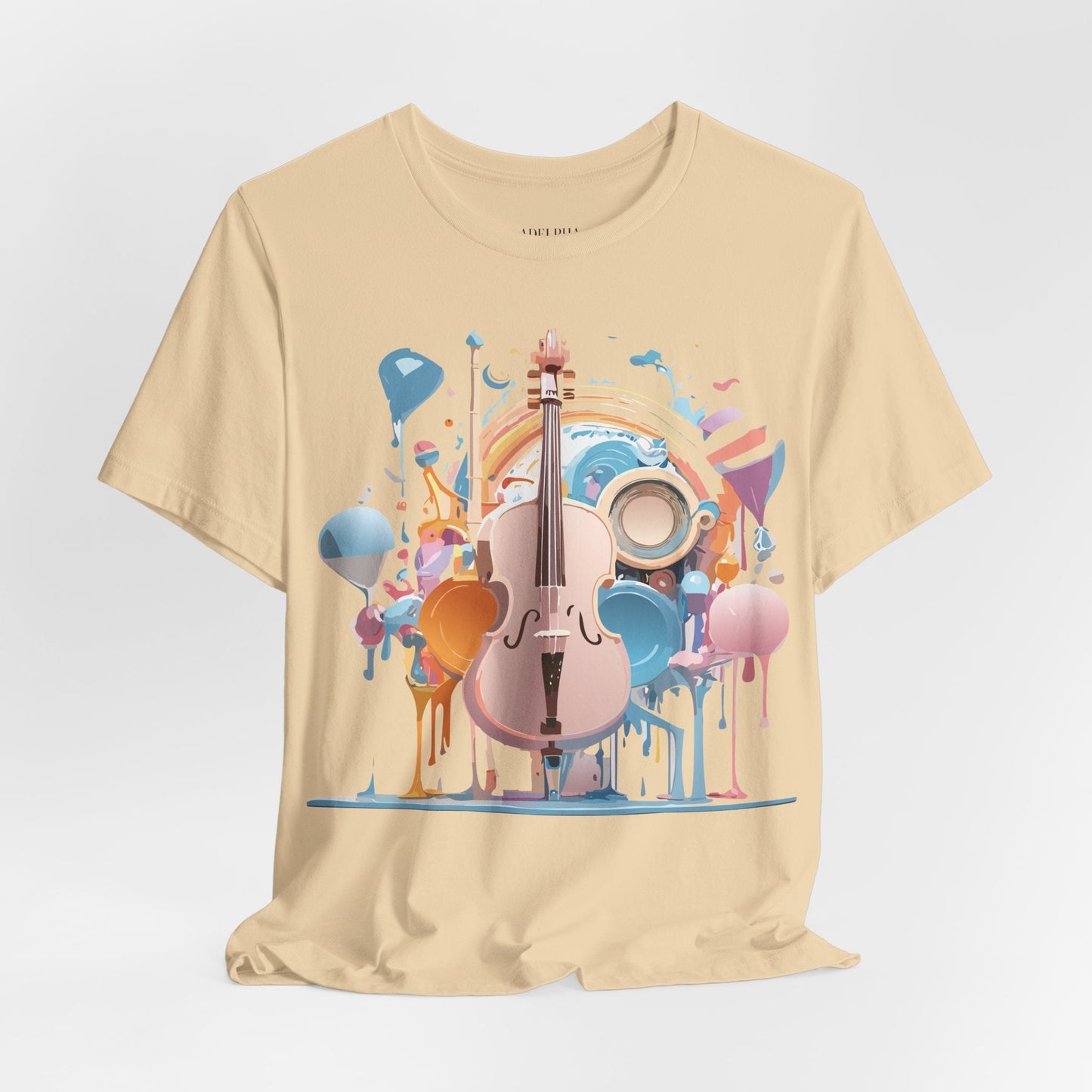 Music Graphic Unisex 100 Cotton Vintage Art with Musical Elements Tee 80