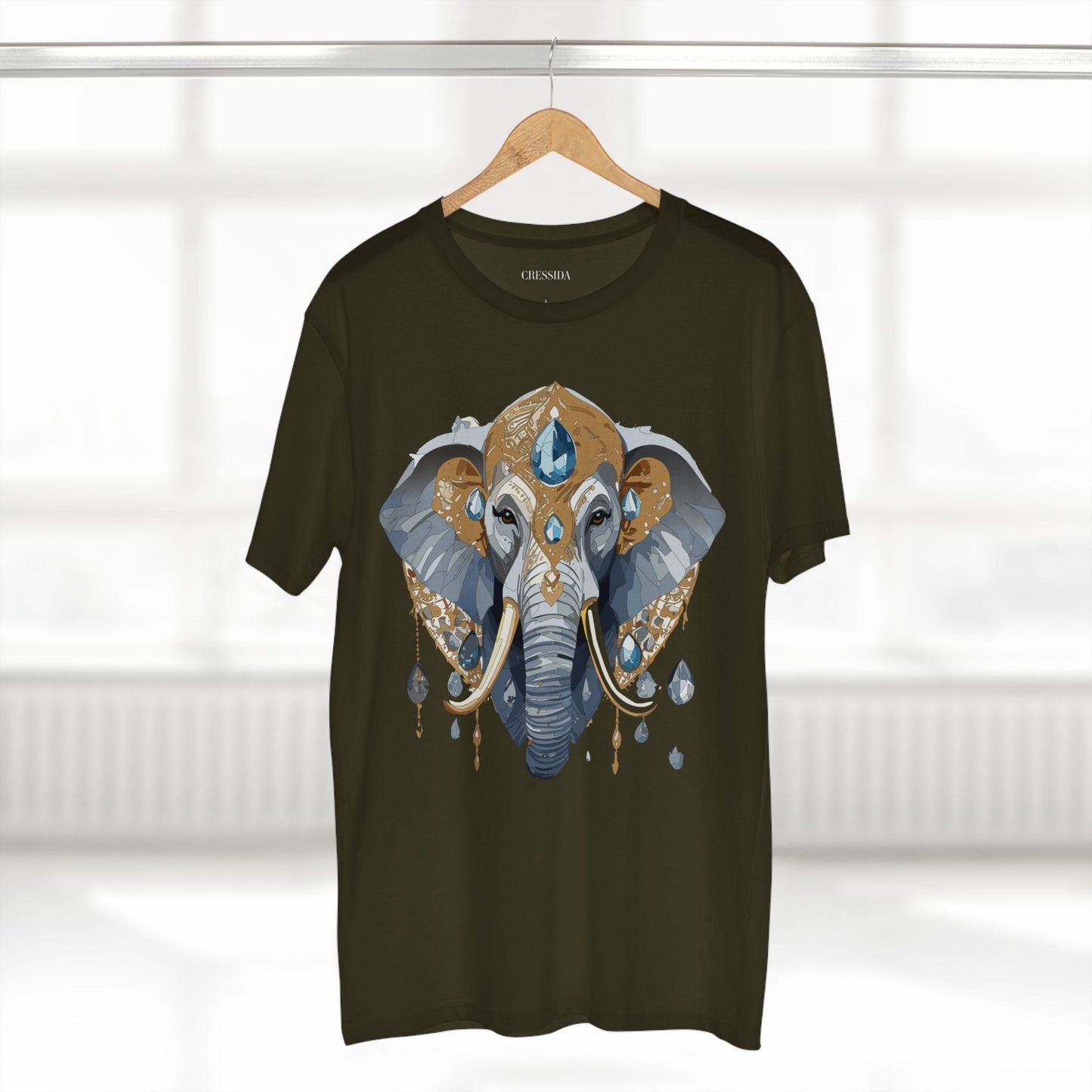 Elephant Graphic Unisex 100 Cotton Tee With Unique Animal Golden Medallion Art Design 36