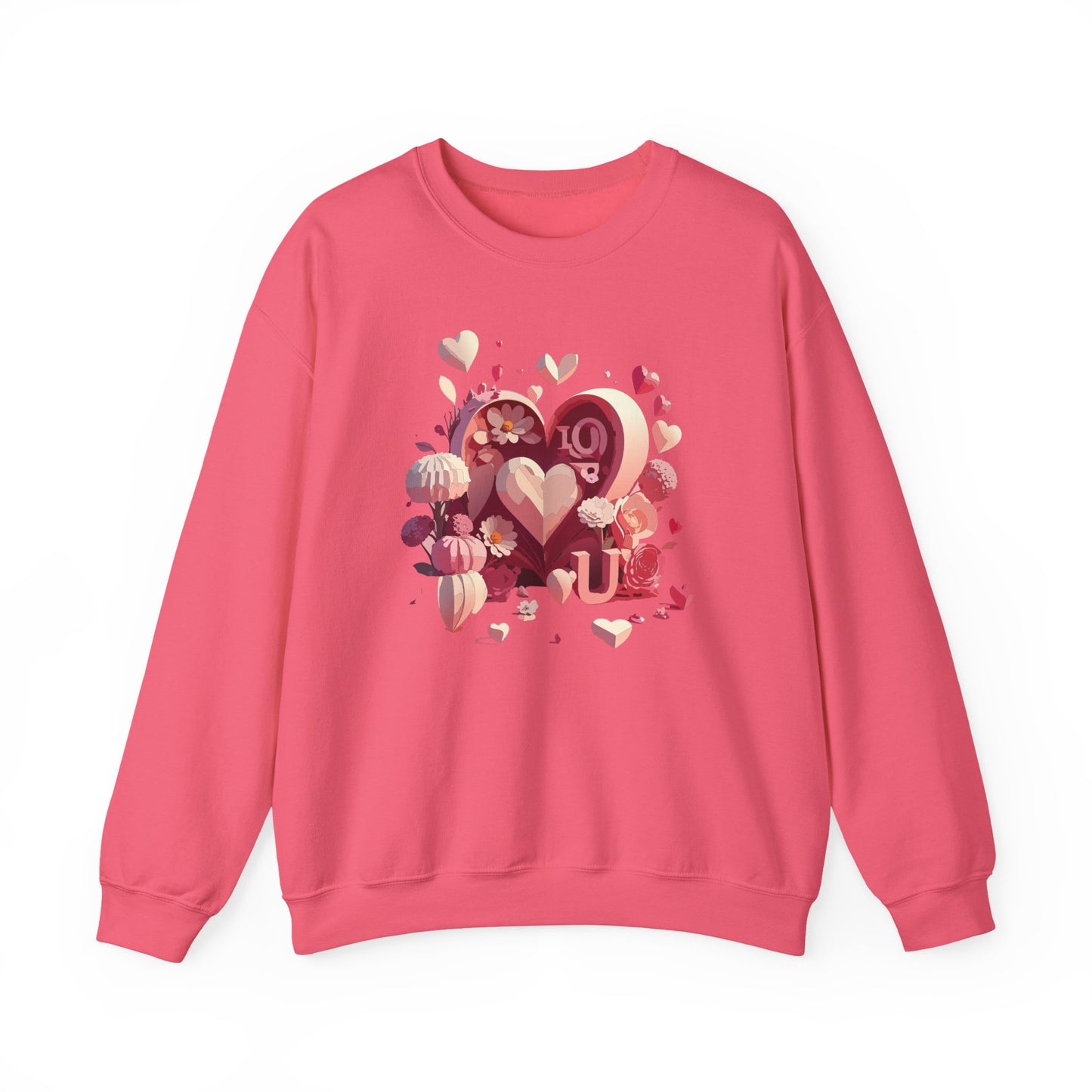 Unisex Floral Big Heart Sweatshirt, Love Floral Sweatshirt, Floral Heart Sweatshirt, 50/50 Cotton-Poly Valentine's Day Sweatshirt 09