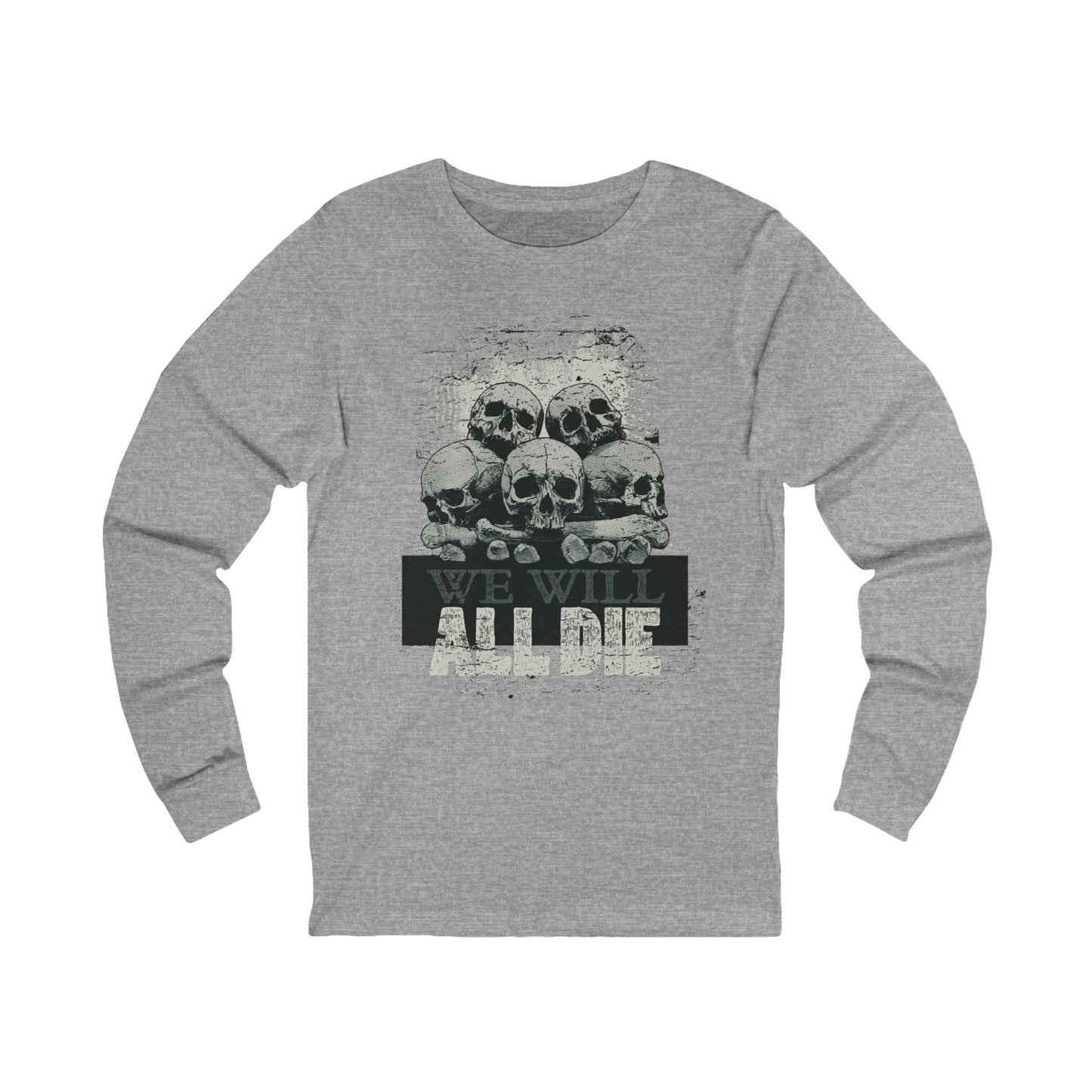 Creepy14 Unisex Skull Long Sleeve Tee, Skull Jersey Shirt, Skeleton T-Shirts with Long Sleeves, Skeleton Art Design Tees