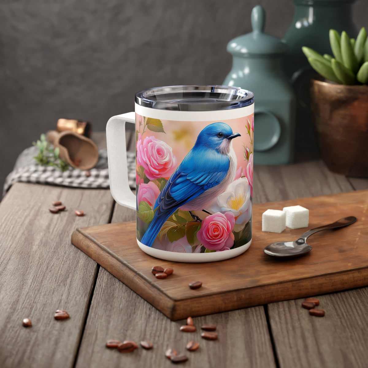 17 Art Design Insulated Coffee Mug Clear Lid 10oz Insulated Coffee Mug 10oz