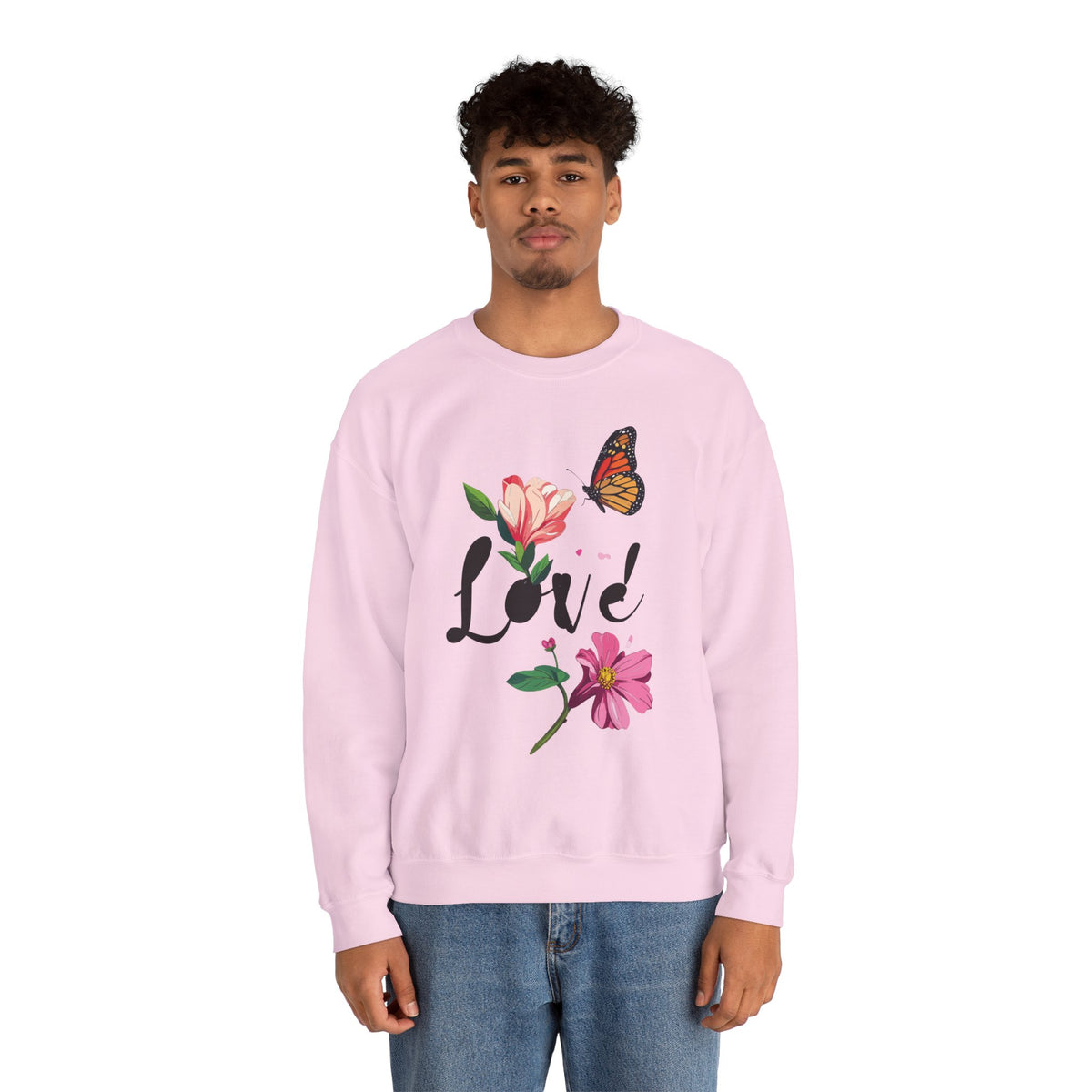 Floral Love Sweatshirt, Floral Butterfly Sweatshirt, Love Sweatshirt, Valentine's Day Sweatshirt, Floral Sweatshirt 120